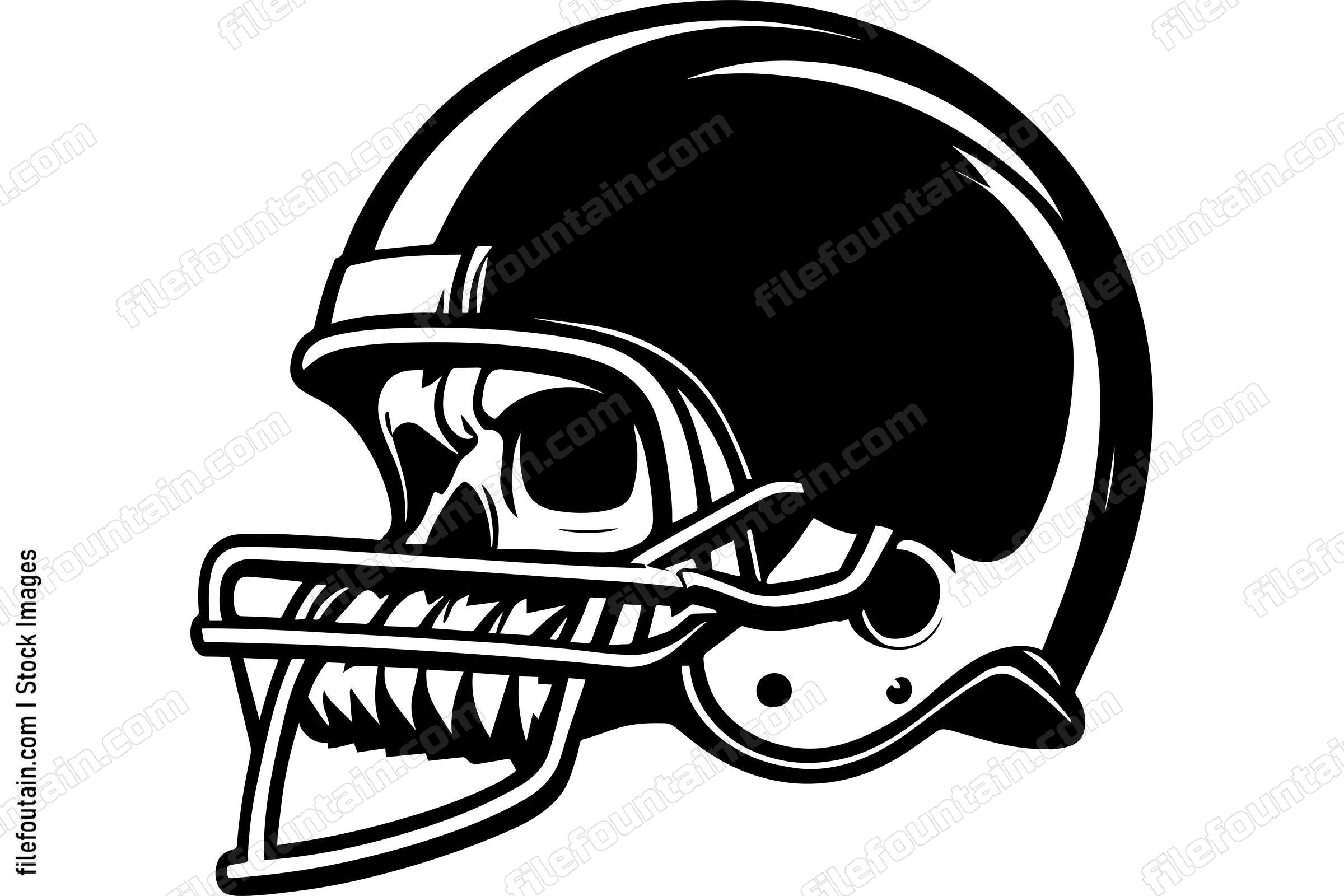Skull In Football Helmet Monochrome Logo