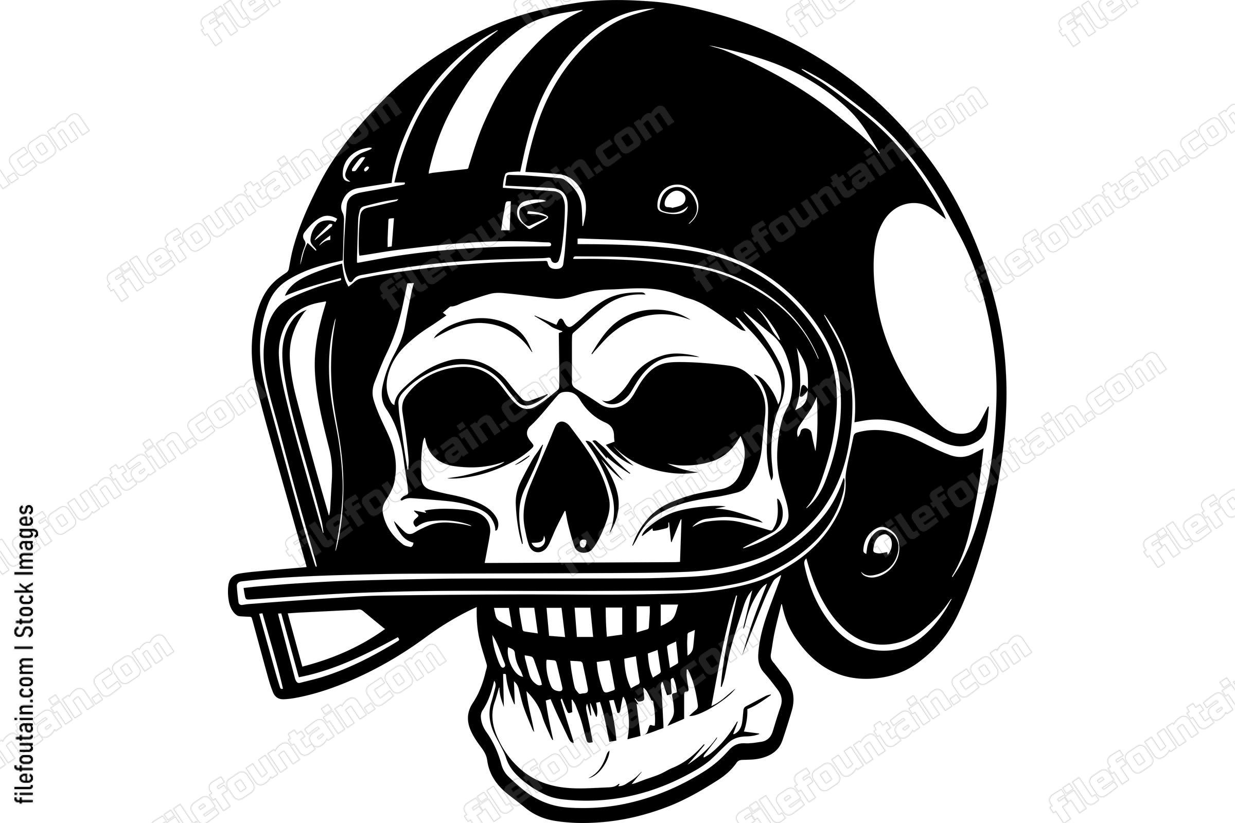 Skull In Football Helmet Monochrome Logo