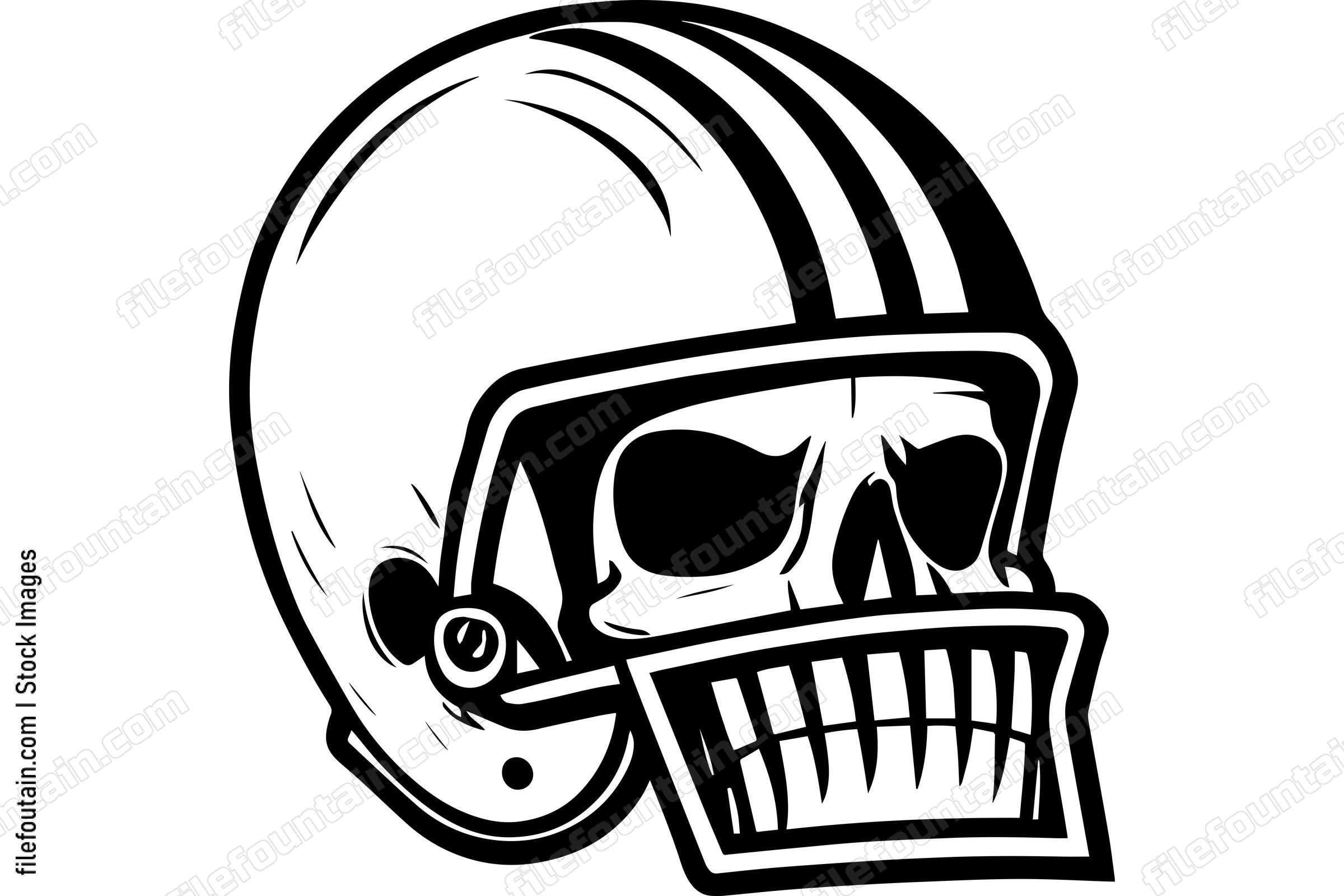 Skull In Football Helmet Monochrome Logo