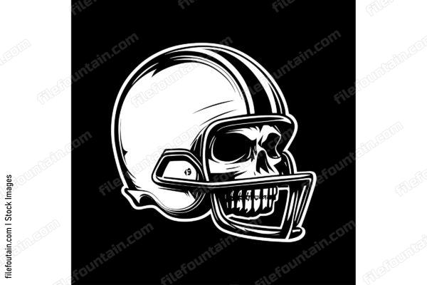 Skull In Football Helmet Monochrome Logo