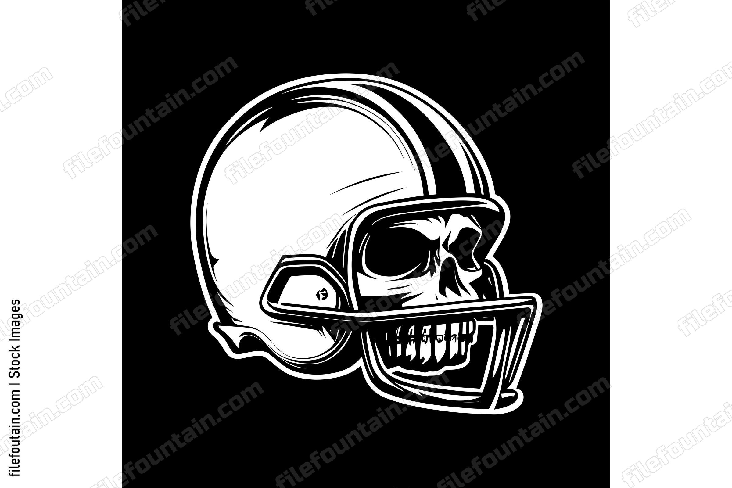 Skull In Football Helmet Monochrome Logo