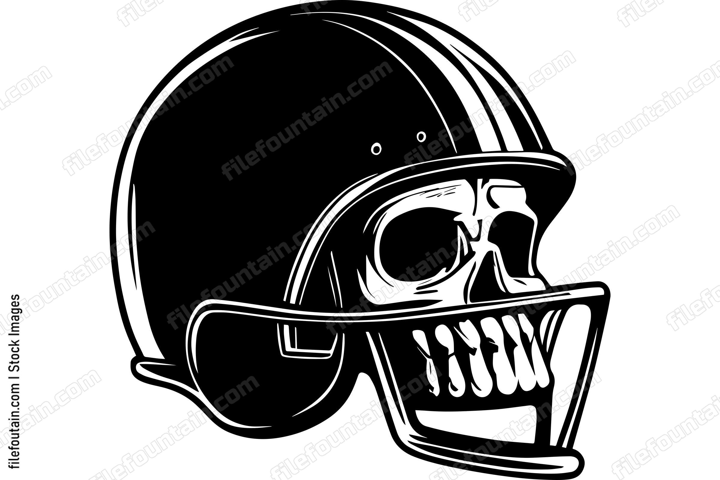 Skull In Football Helmet Monochrome Logo
