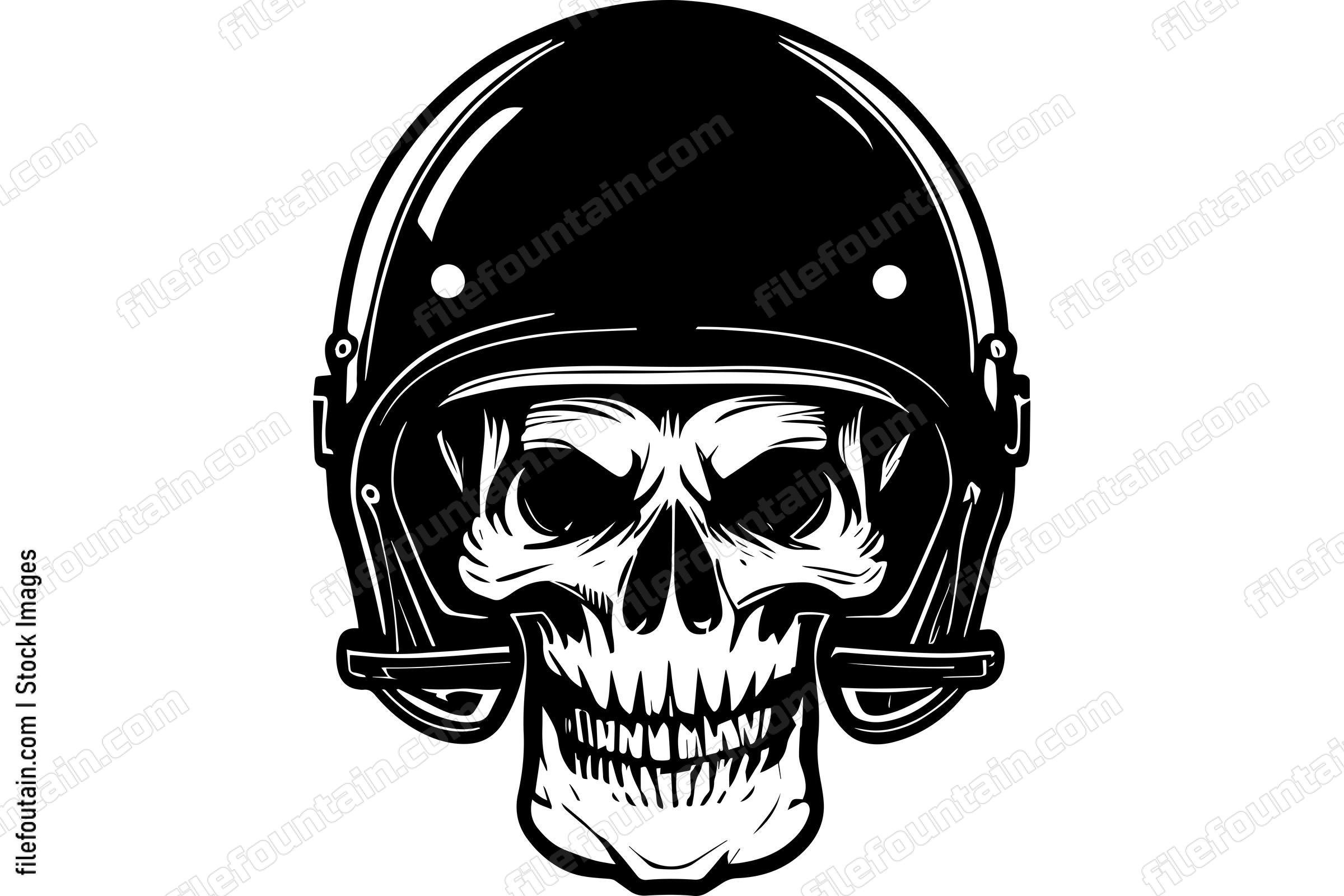 Skull In Football Helmet Monochrome Logo