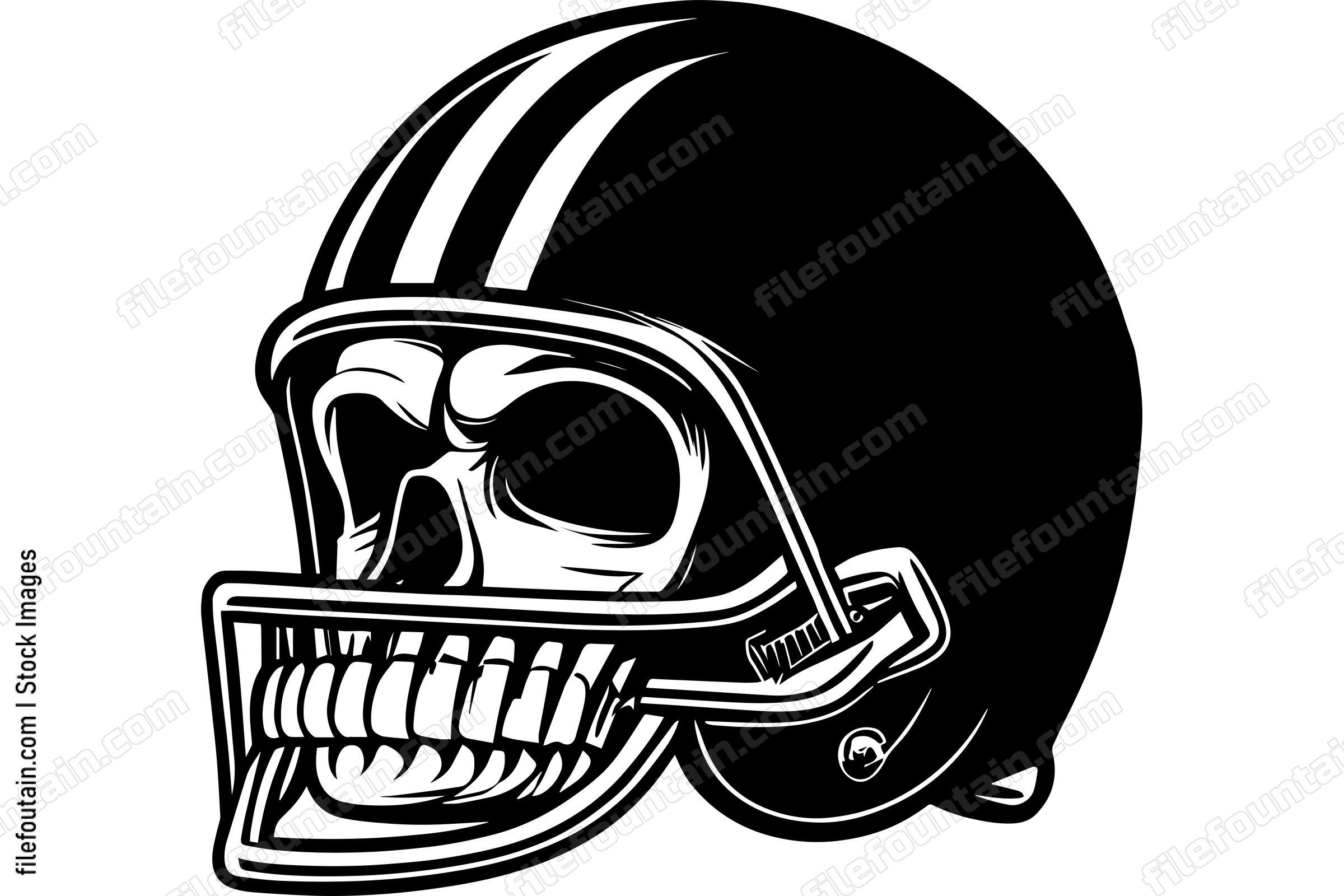 Skull In Football Helmet Monochrome Logo