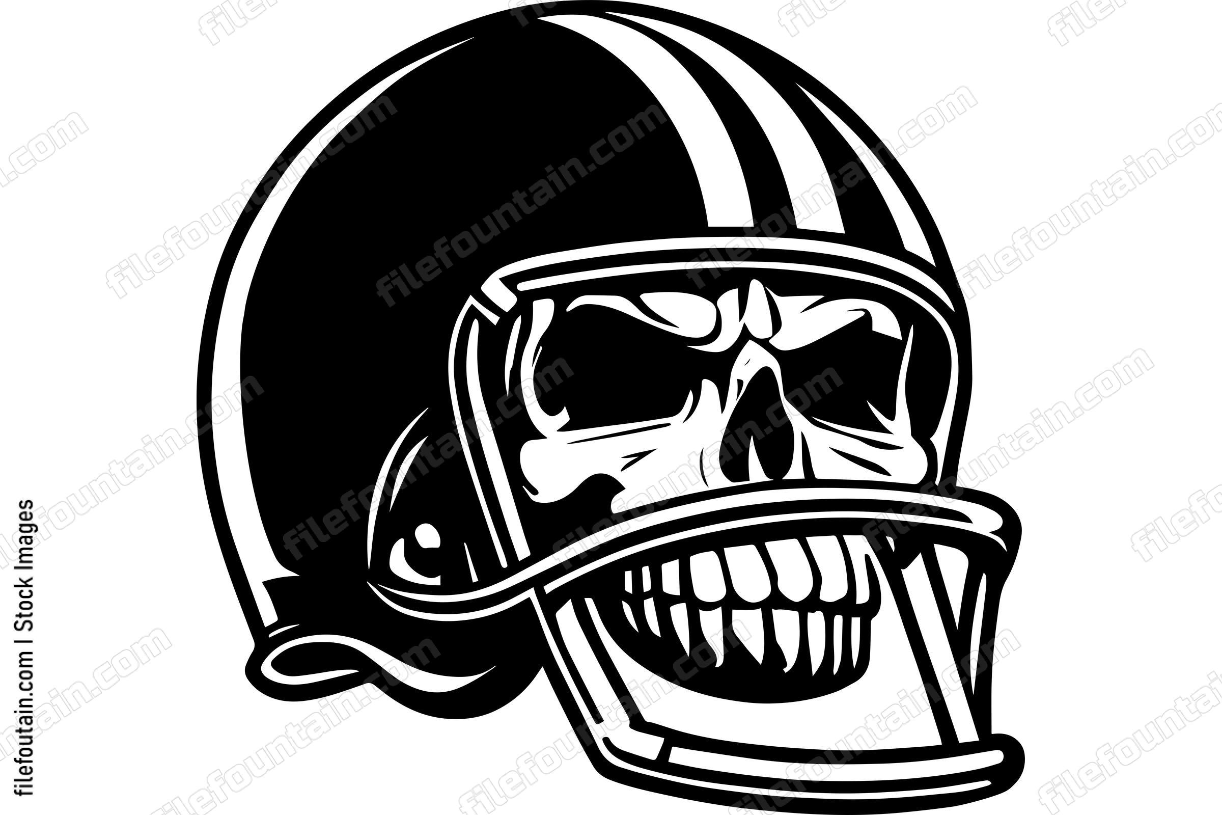 Skull In Football Helmet Monochrome Logo