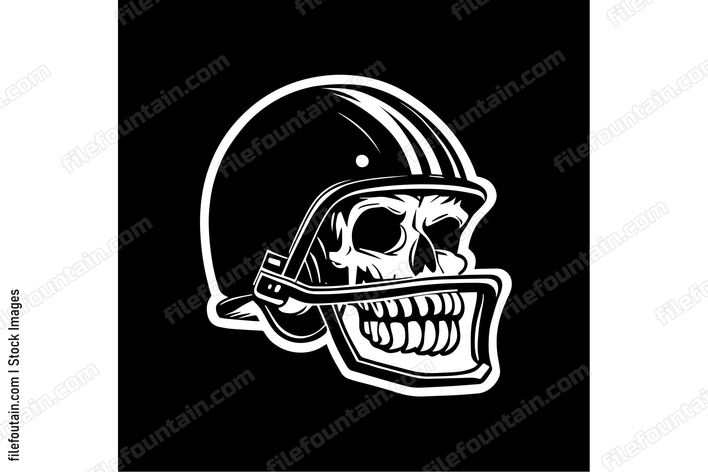 Skull In Football Helmet Monochrome Logo