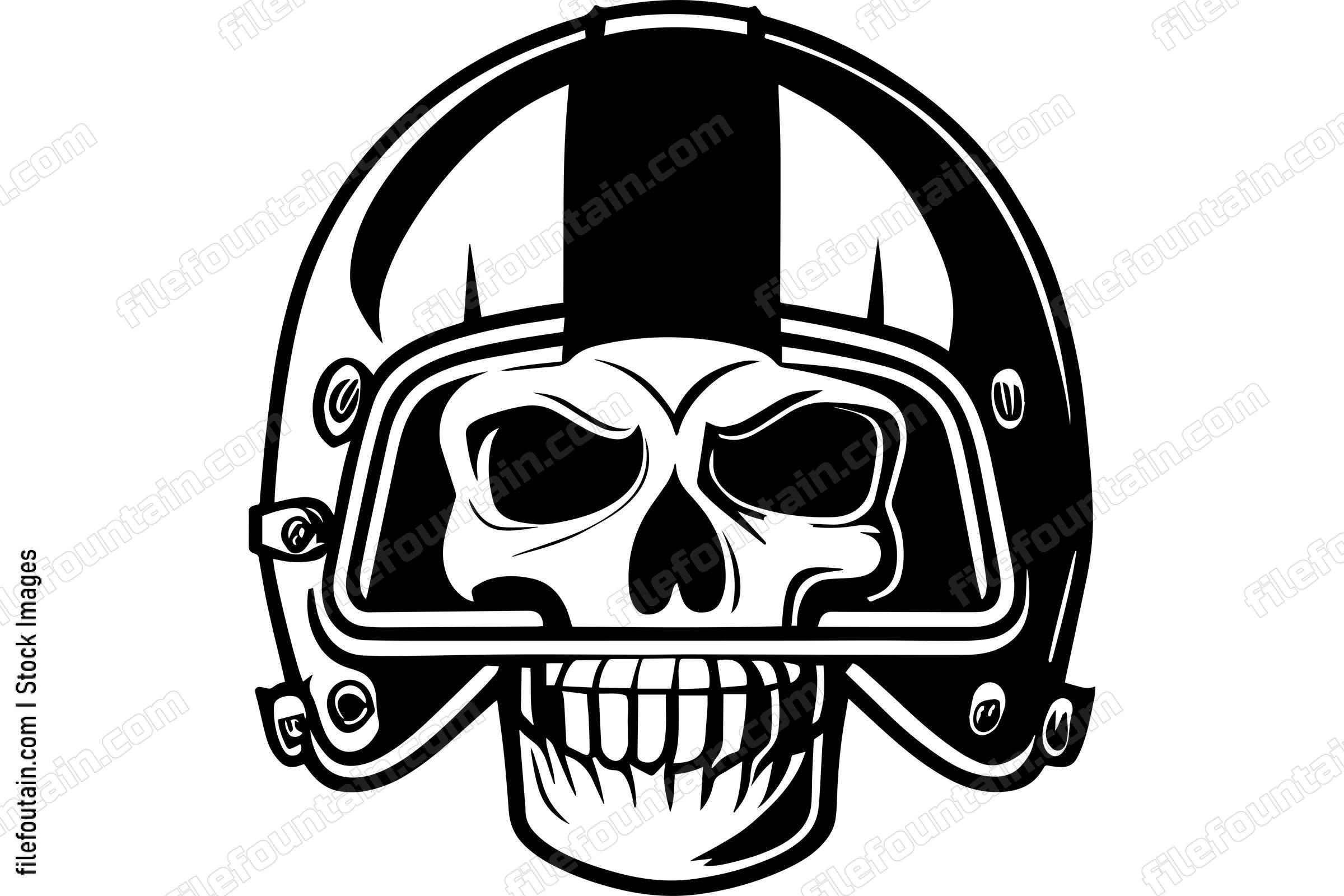 Skull In Football Helmet Monochrome Logo