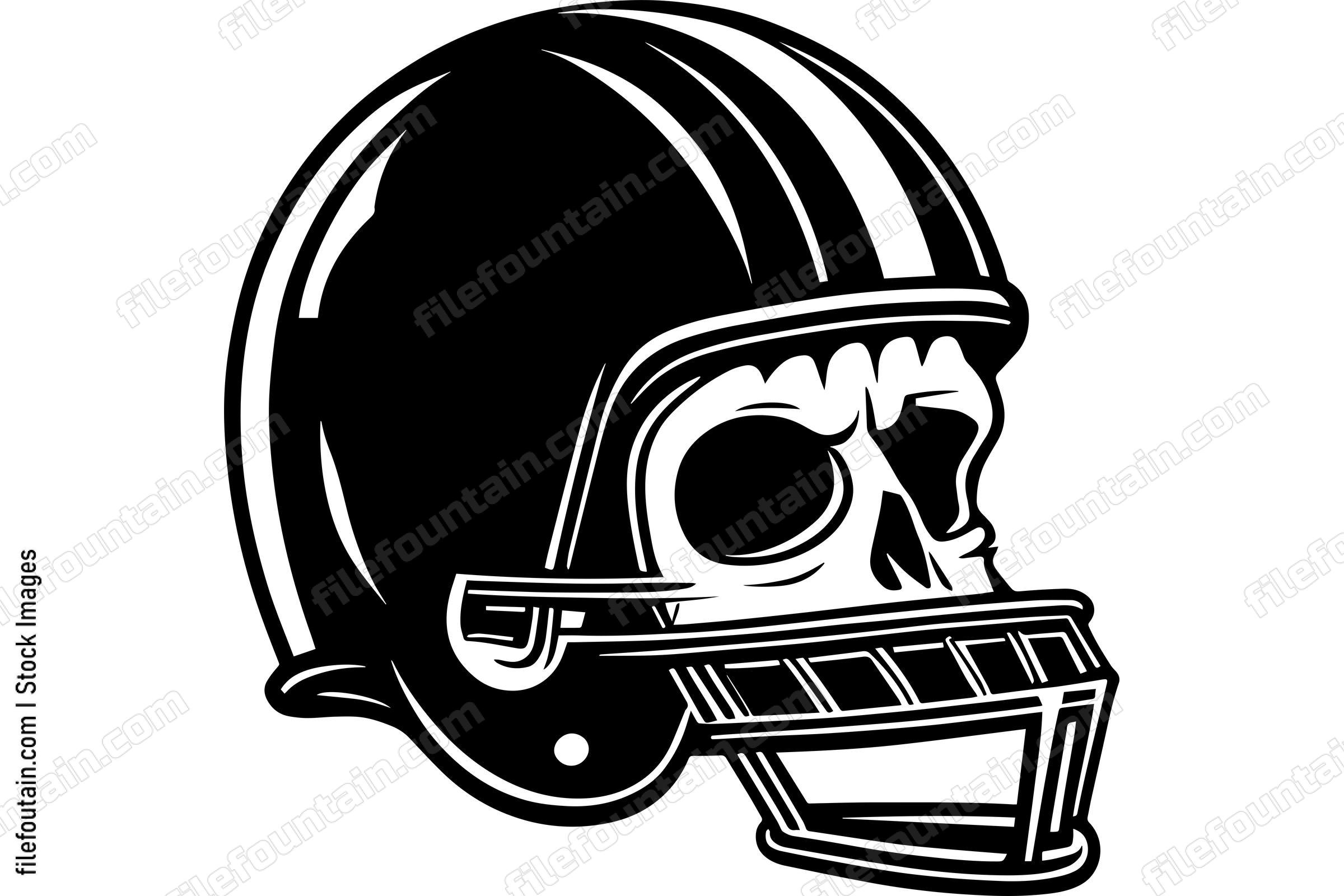 Skull In Football Helmet Monochrome Logo