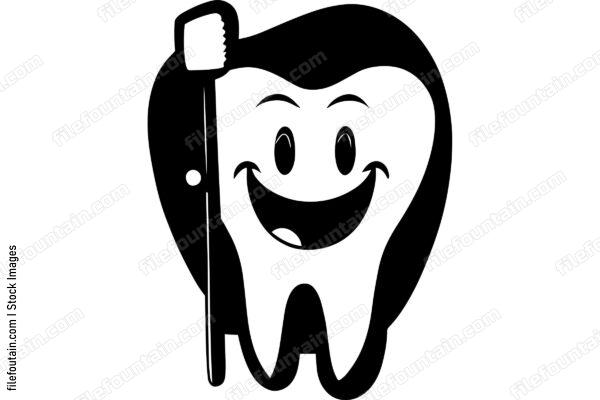 Smiling Tooth Holding A Toothbrush Logo