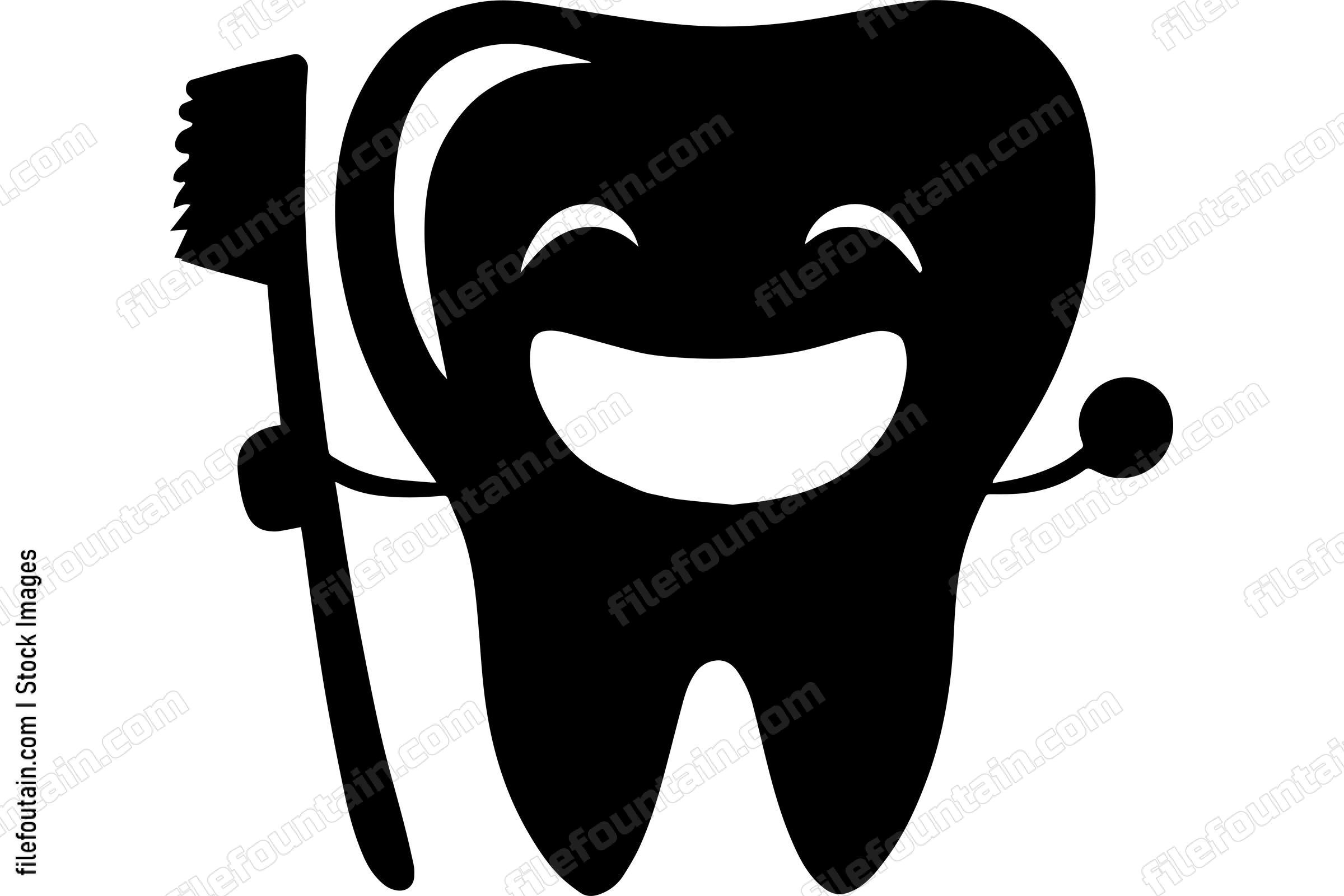 Smiling Tooth With A Brush Dentist Logo