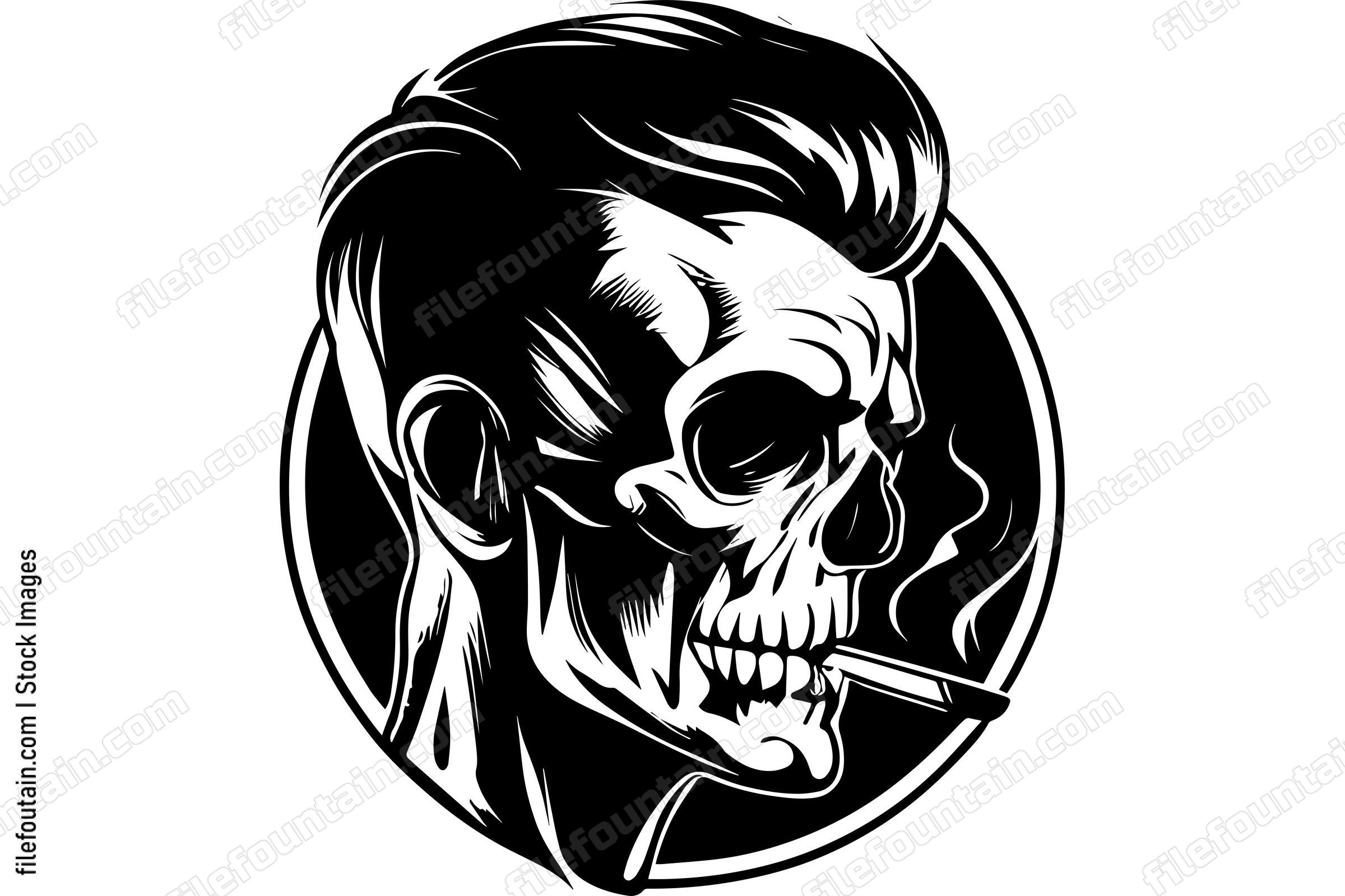 Skull Smoking A Cigarette