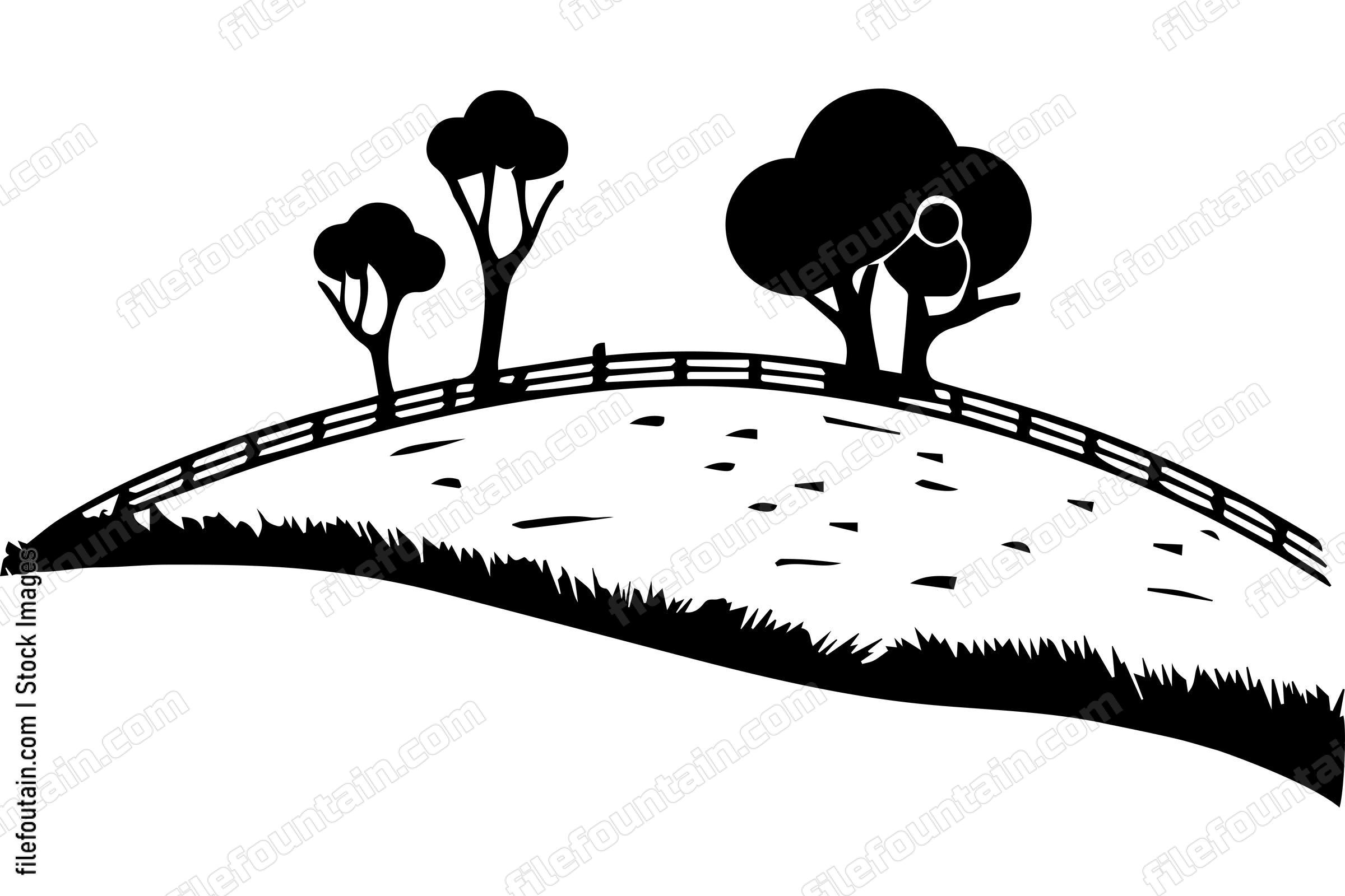 Fileld With Trees and Fence