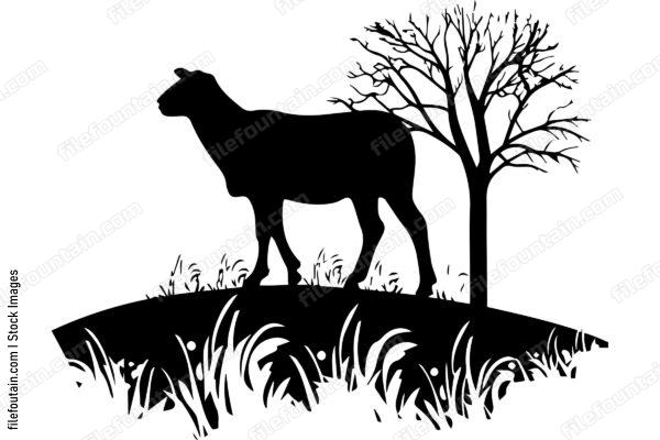 Sheep On A Grass Field logo svg vector black colo caccfeeaddbaf