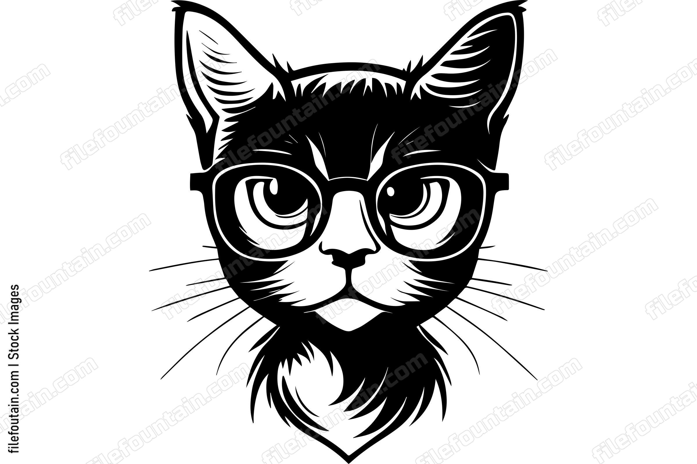 Smart Cat In Glasses