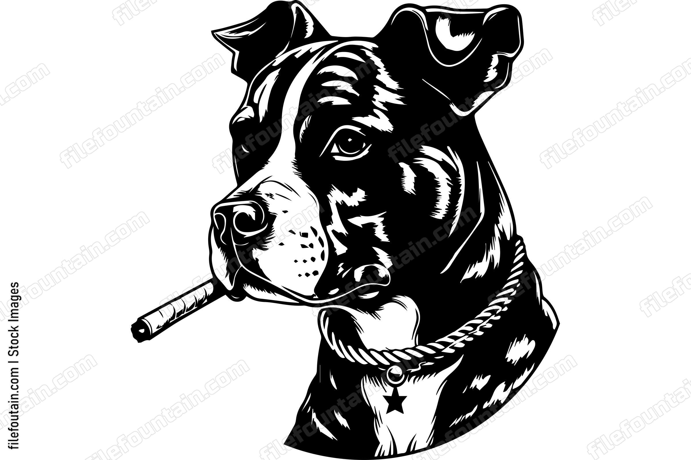 American Pitbull Terrier Dog Smoking A Cigar