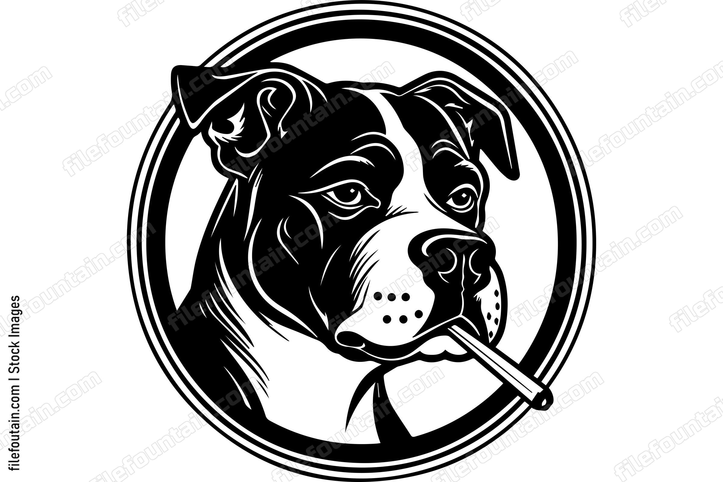 American Pitbull Terrier Dog Smoking A Cigar