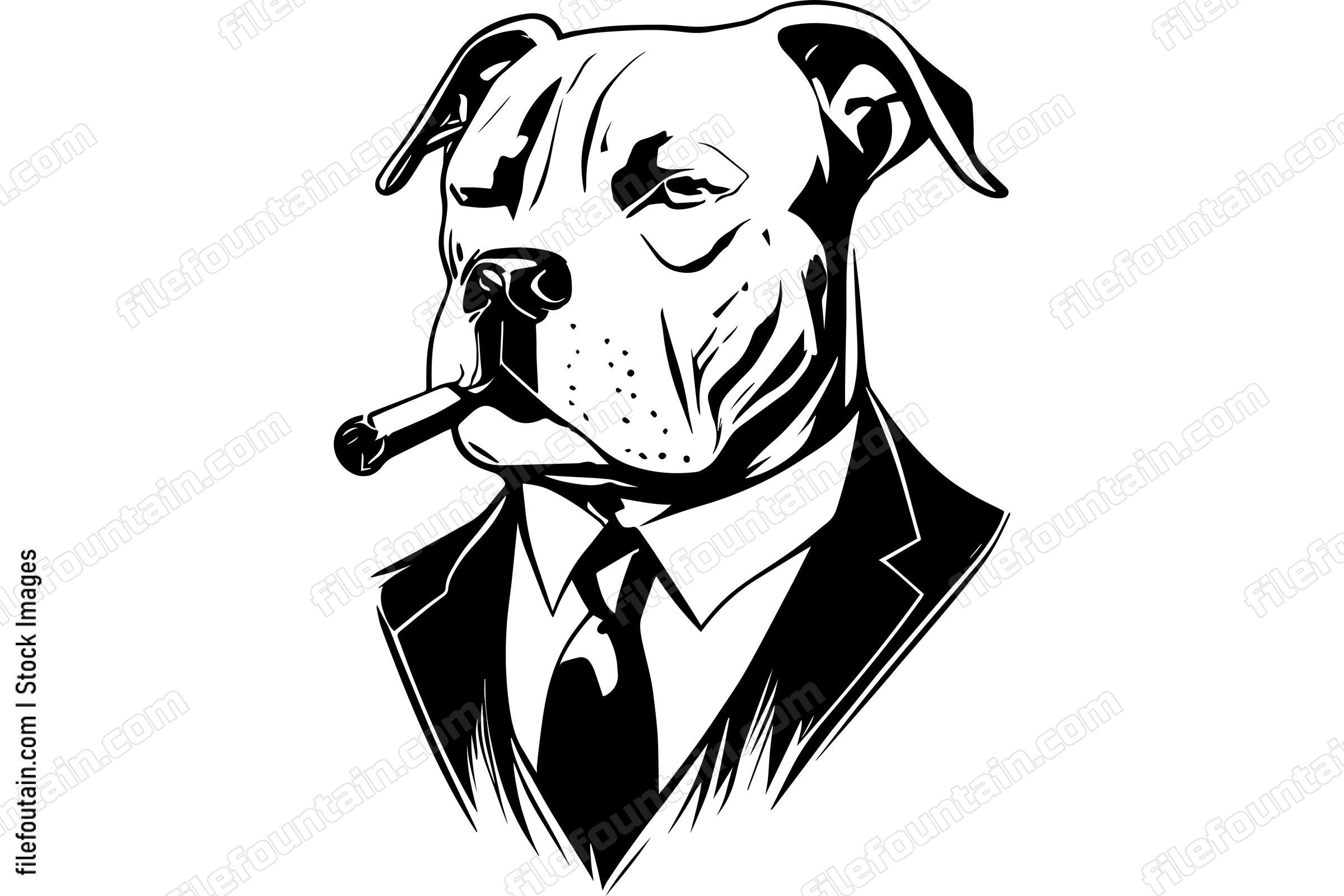 American Pitbull Terrier Dog Smoking A Cigar