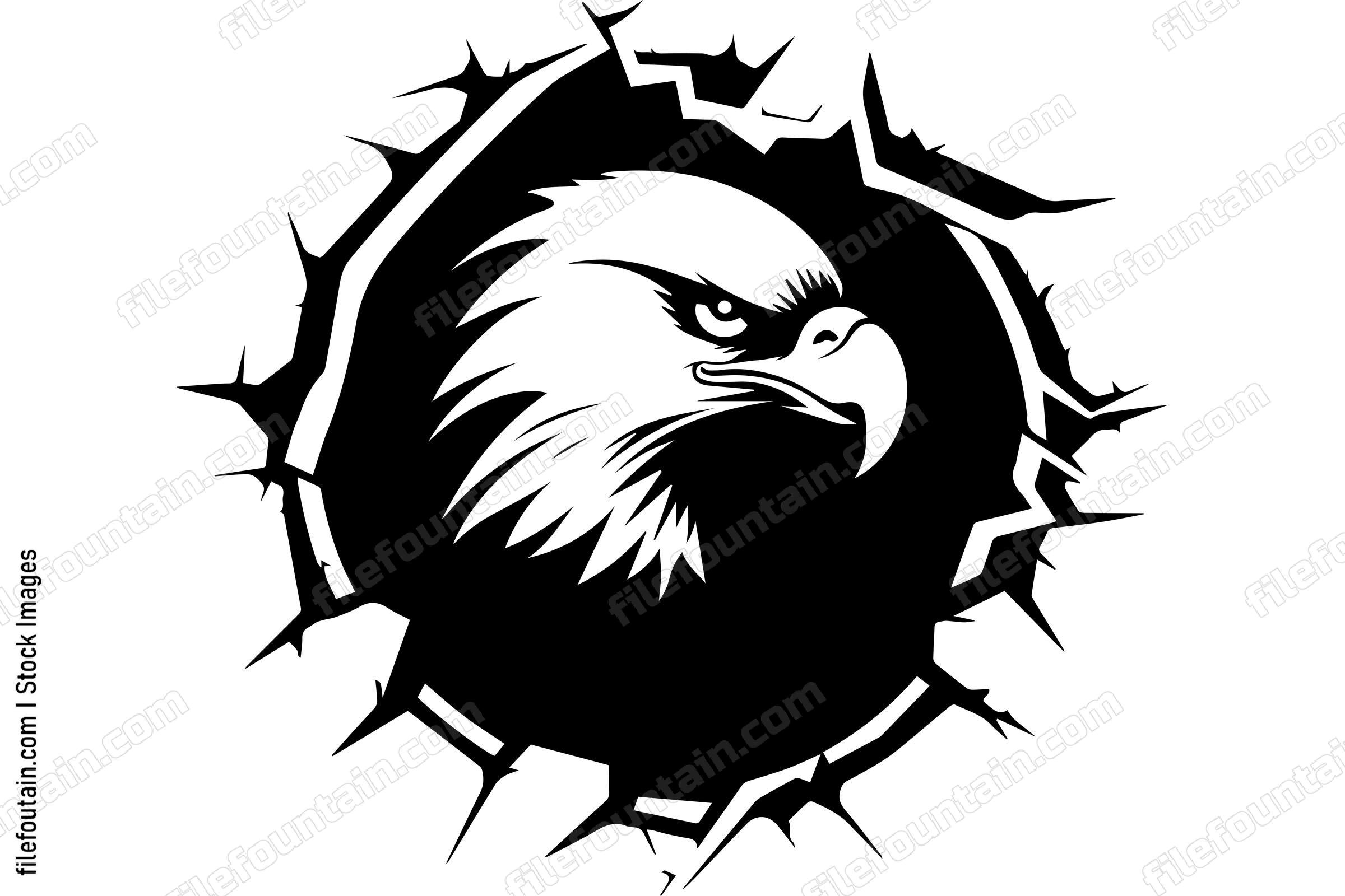 Bald Eagle Breaking Through A Wall