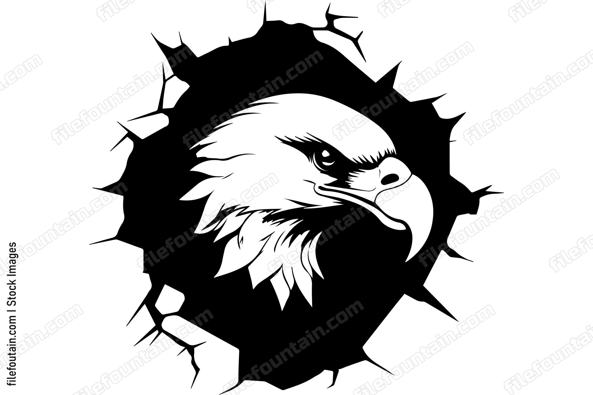 Bald Eagle Breaking Through A Wall