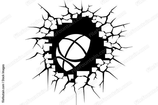 Basketball Ball Breaking Through A Wall