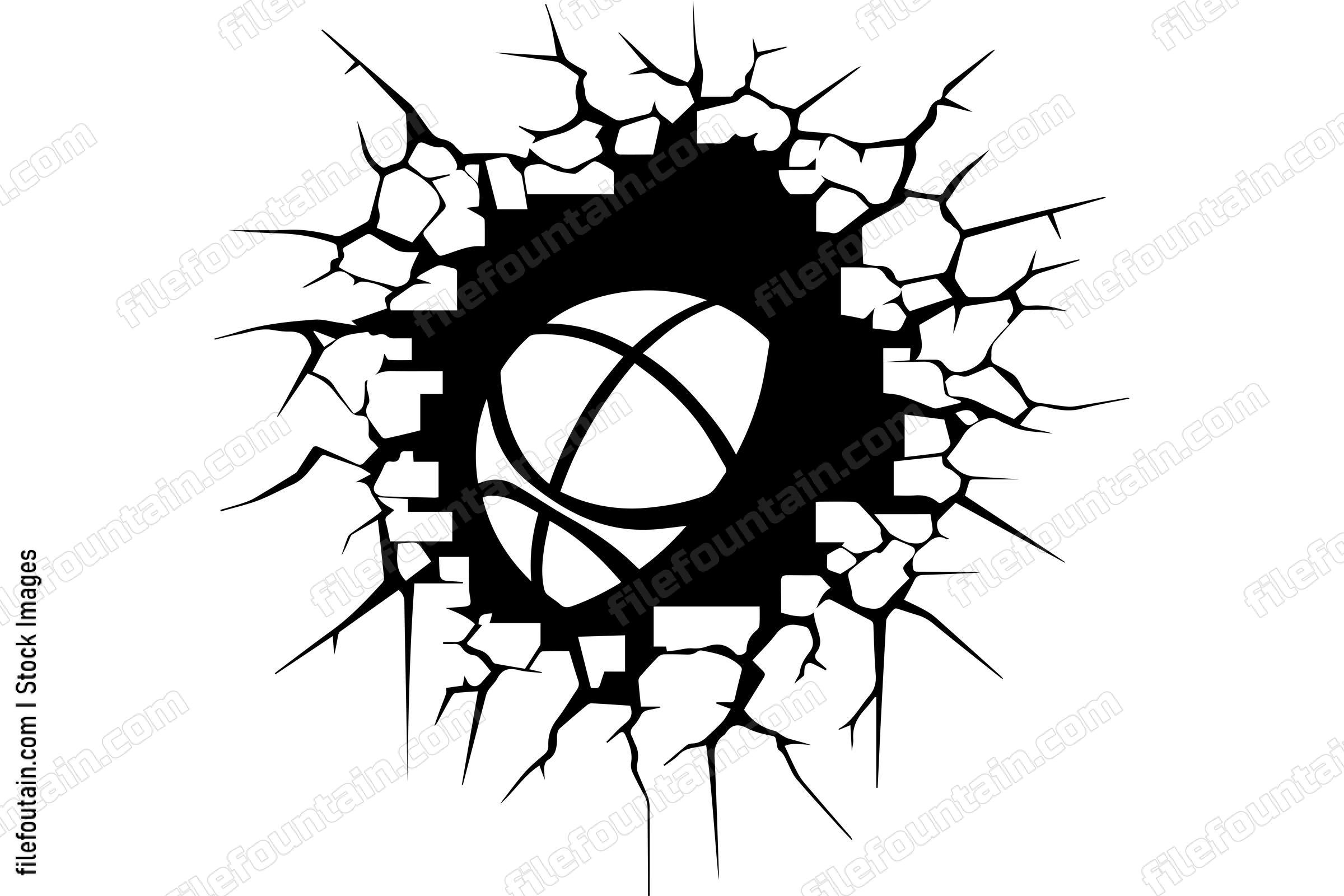 Basketball Ball Breaking Through A Wall