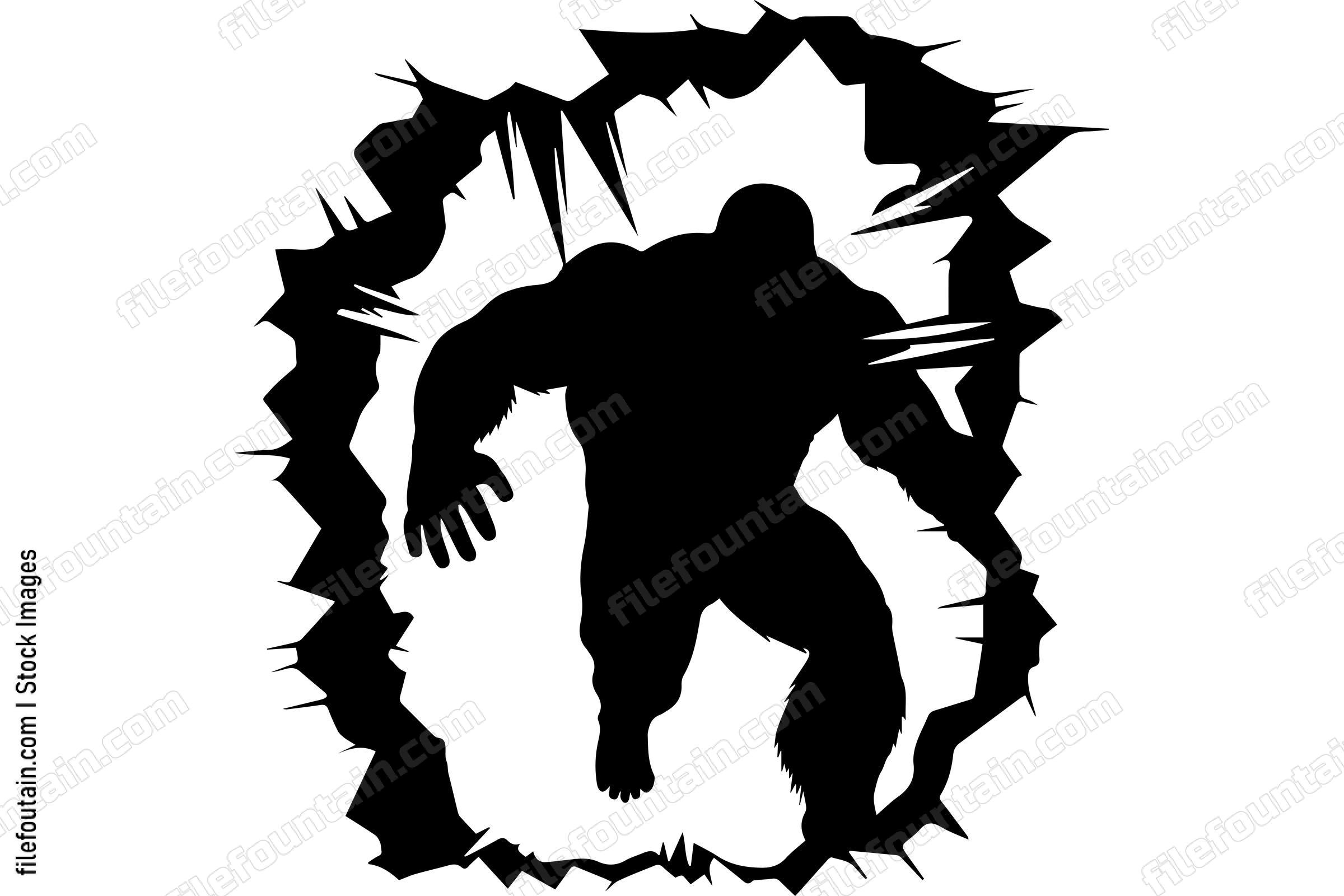 Bigfoot Breaking Through A Wall