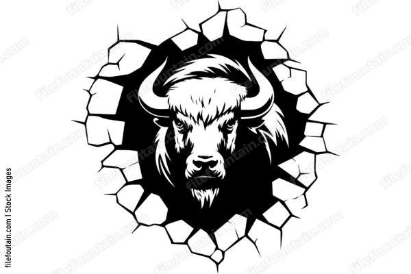 Bison Breaking Through A Wall