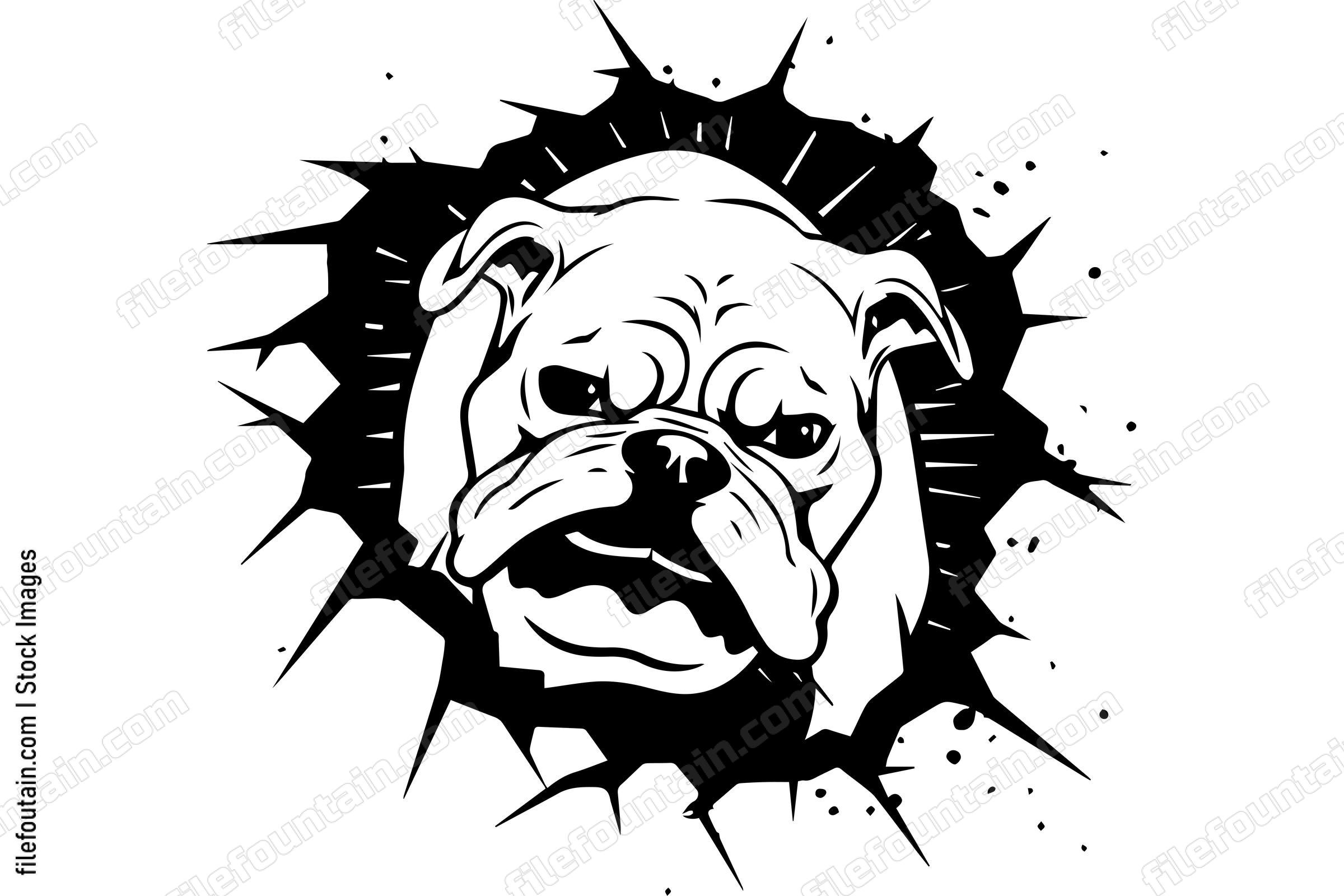 Bulldog Breaking Through A Wall