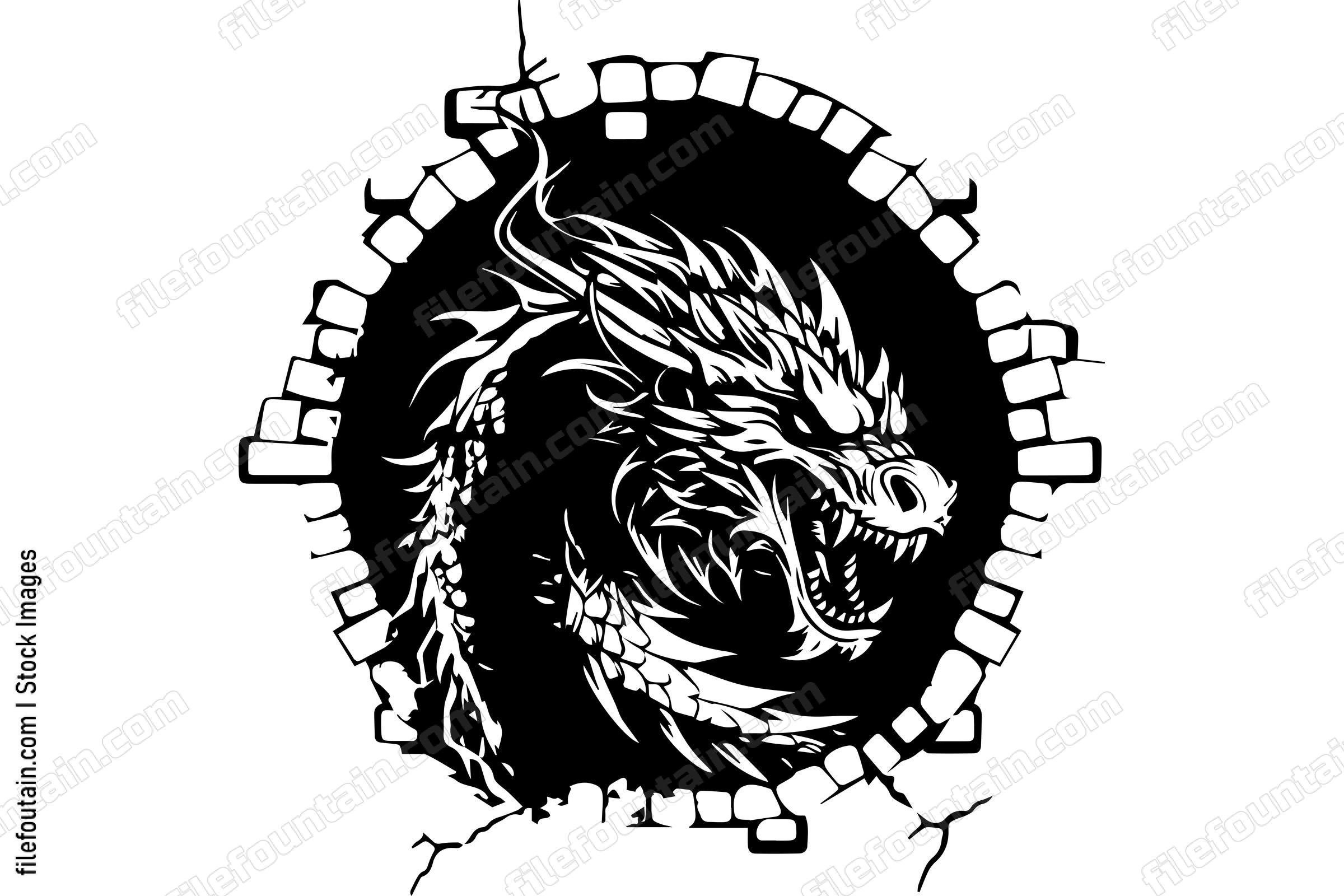 Dragon Breaking Through A Wall