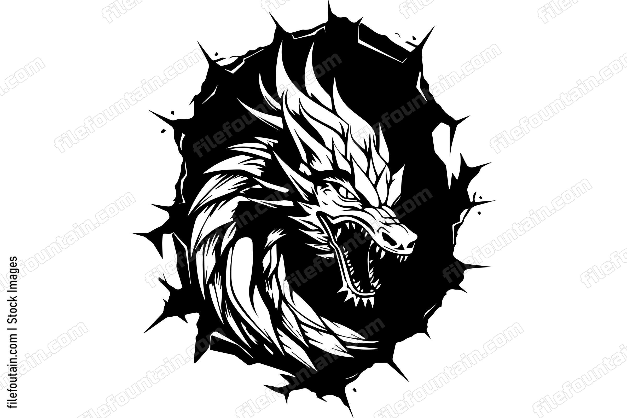 Dragon Breaking Through A Wall