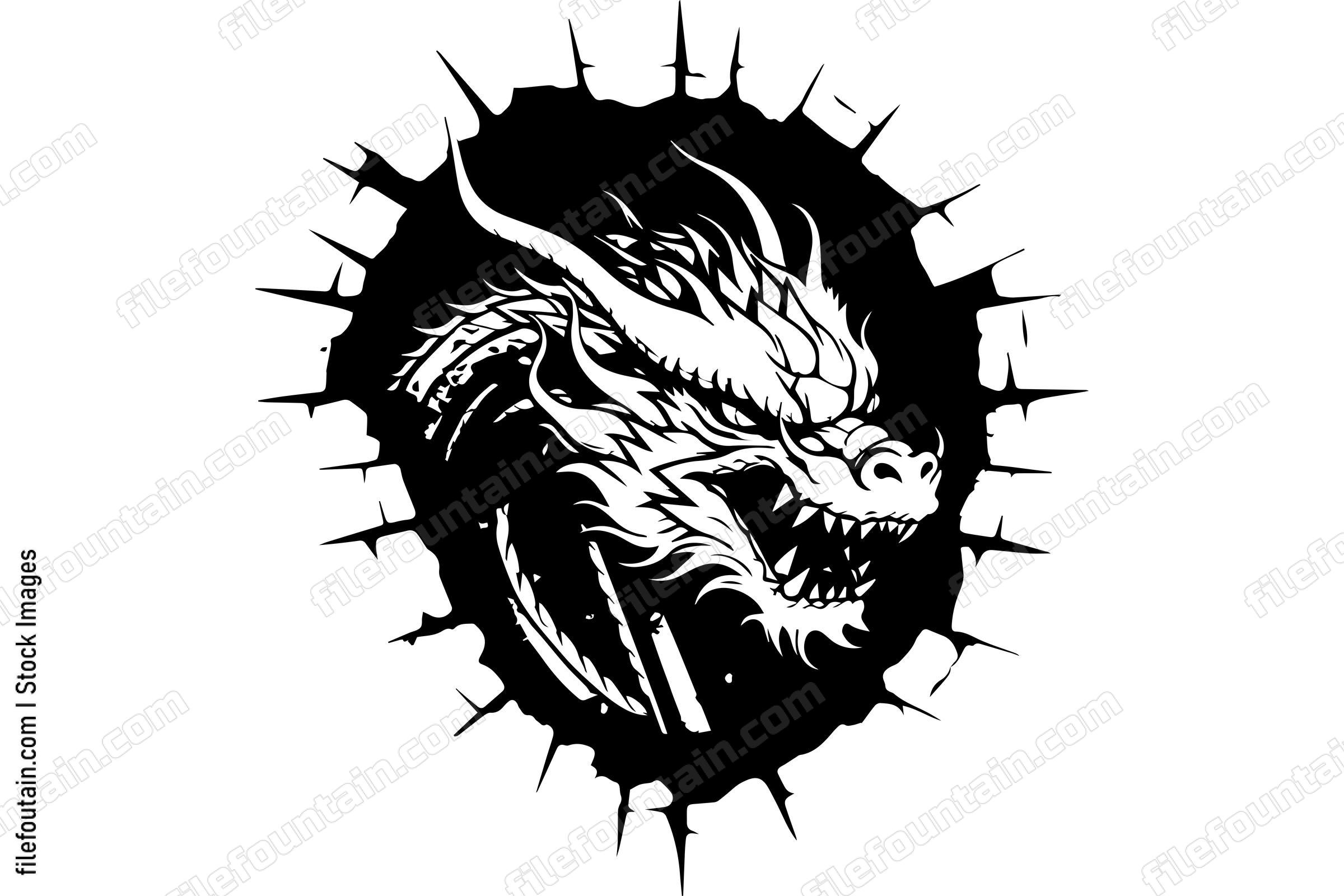 Dragon Breaking Through A Wall