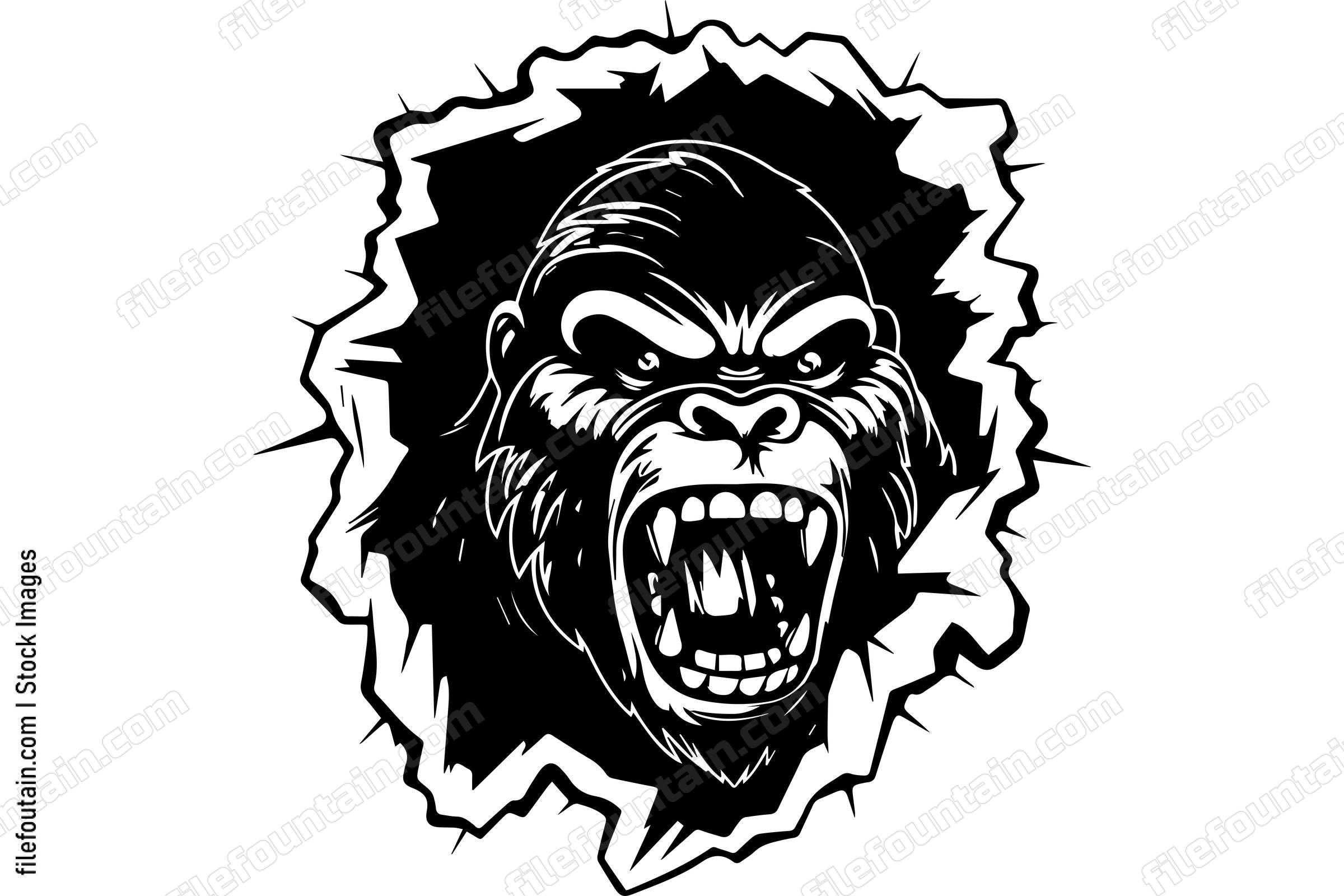 Gorilla Breaking Through A Wall