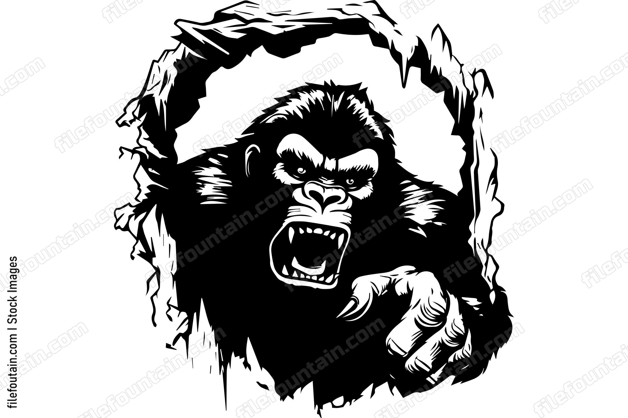 Gorilla Breaking Through A Wall