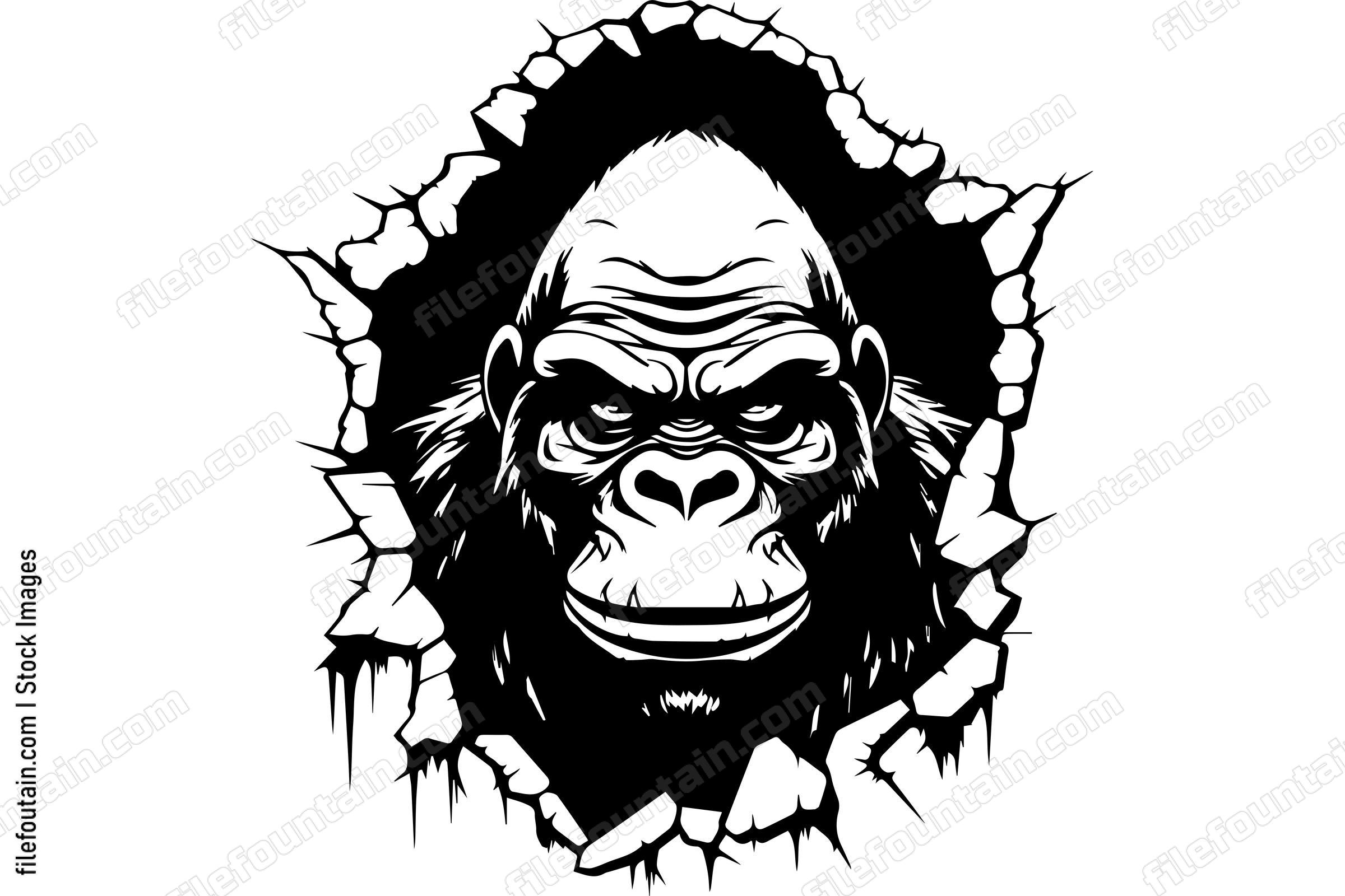 Gorilla Breaking Through A Wall