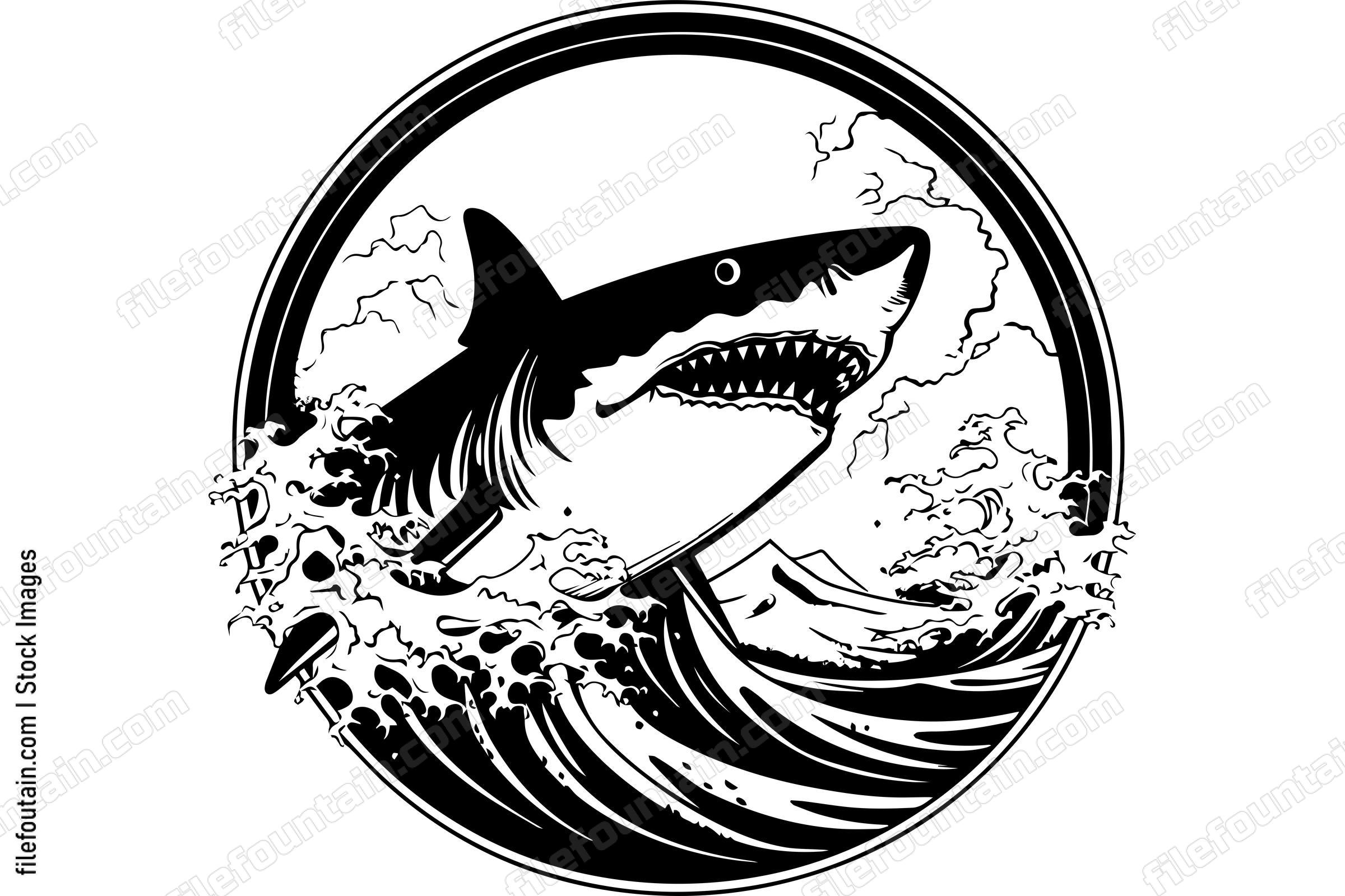 Great White Shark In Ocean Waves