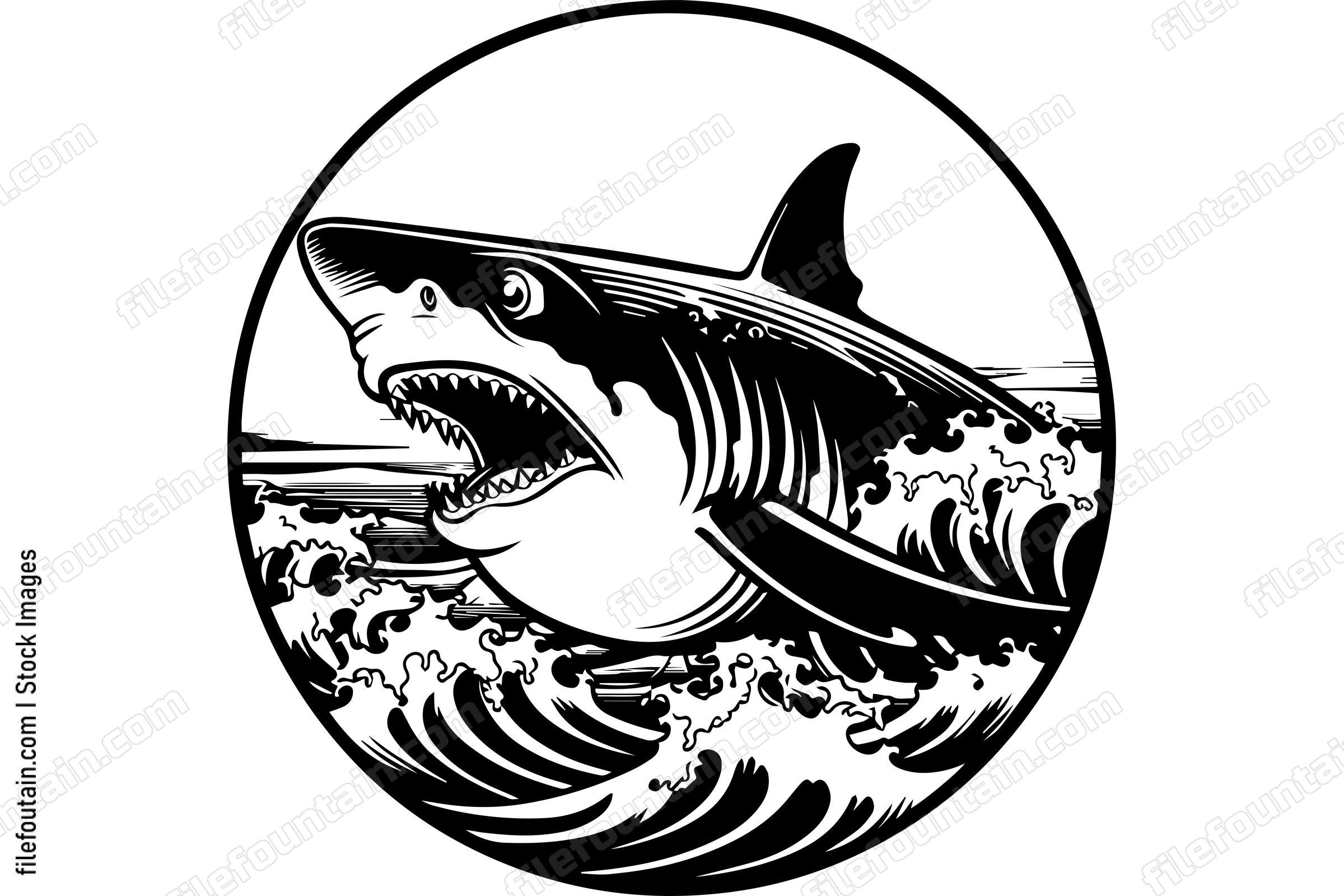 Great White Shark In Ocean Waves