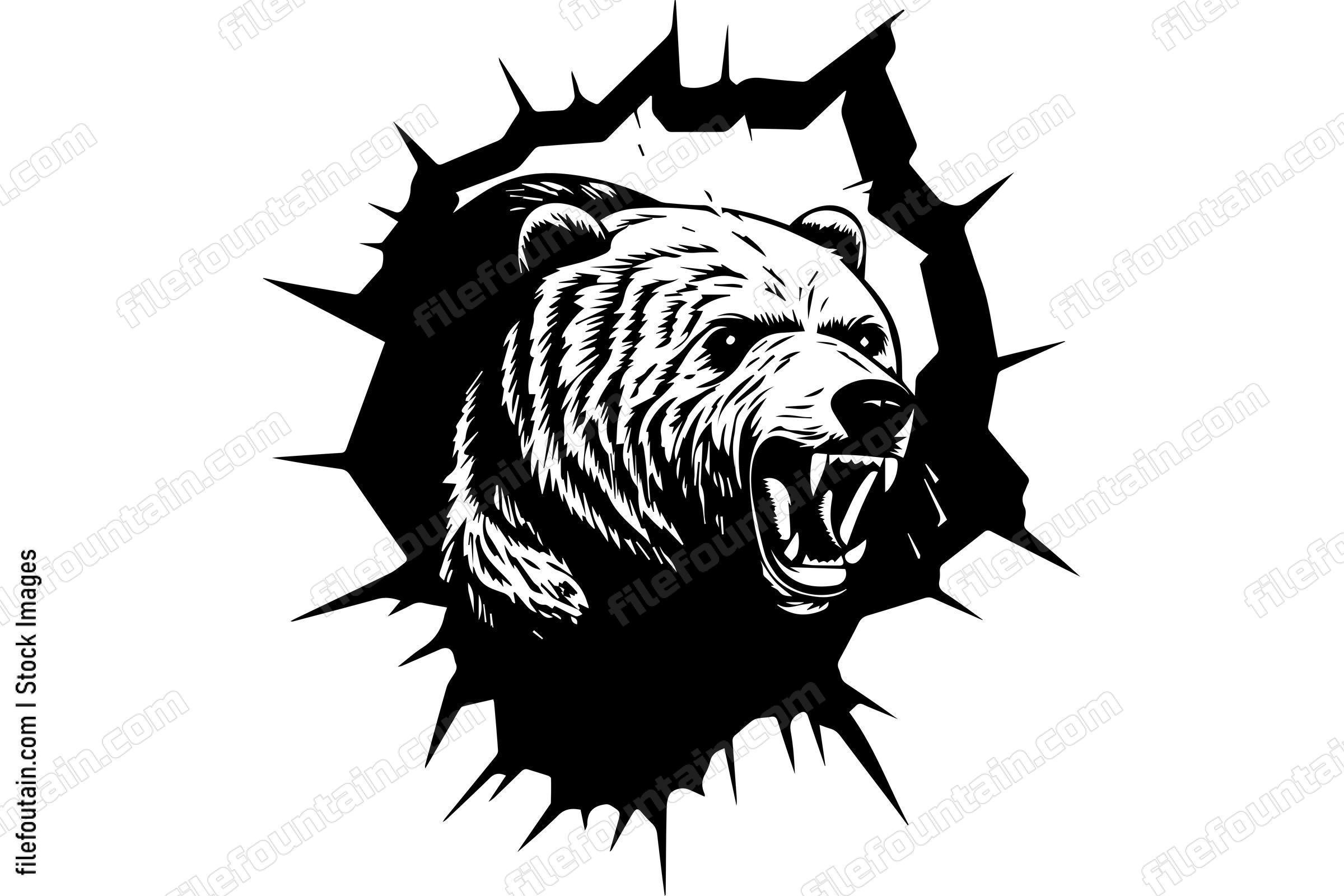 Grizzly Bear Breaking Through A Wall