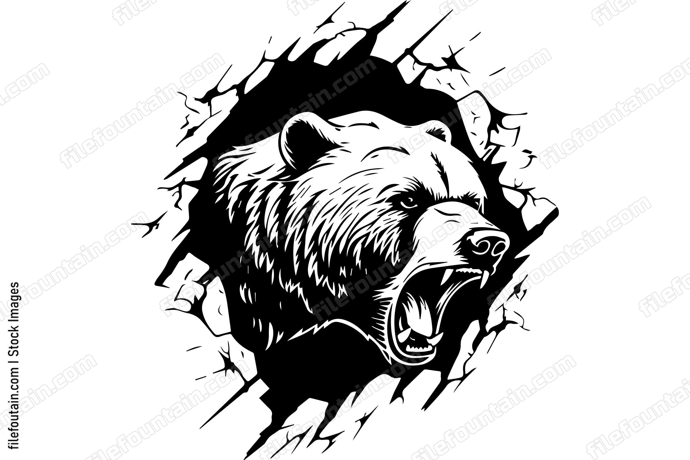 Grizzly Bear Breaking Through A Wall