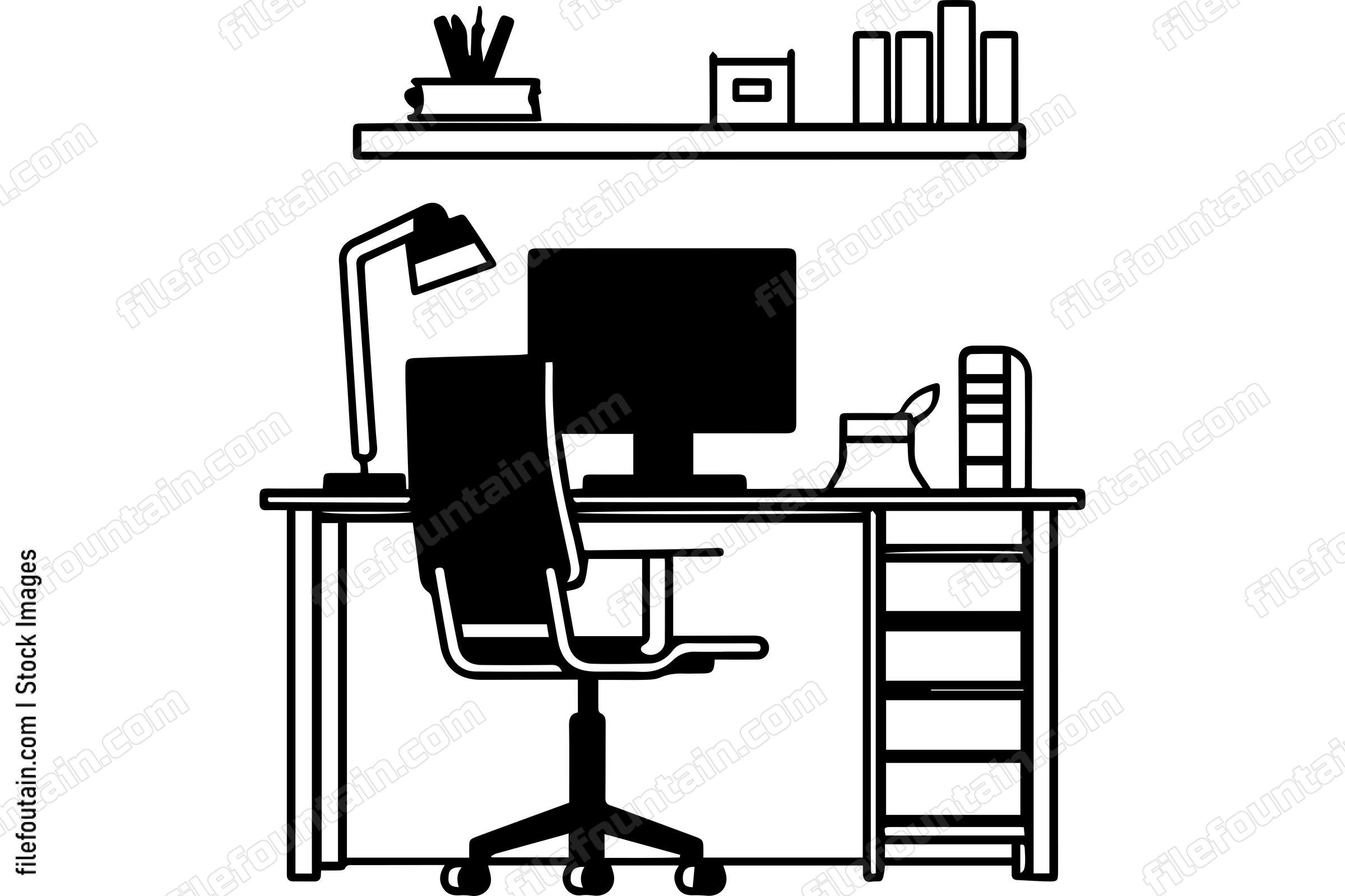 Minimalist Computer and Desk Office