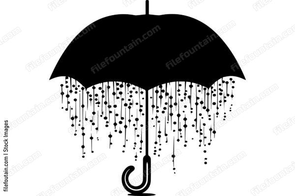 Open Umbrella and Rain Drops