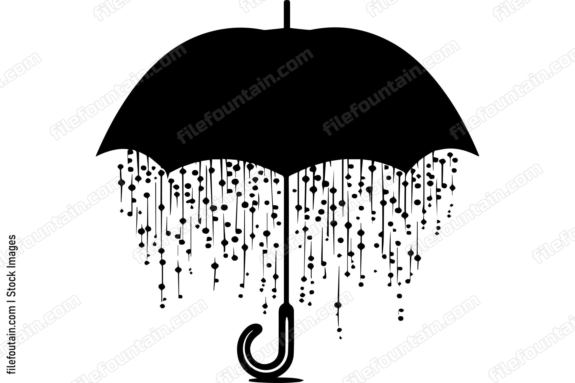 Open Umbrella and Rain Drops