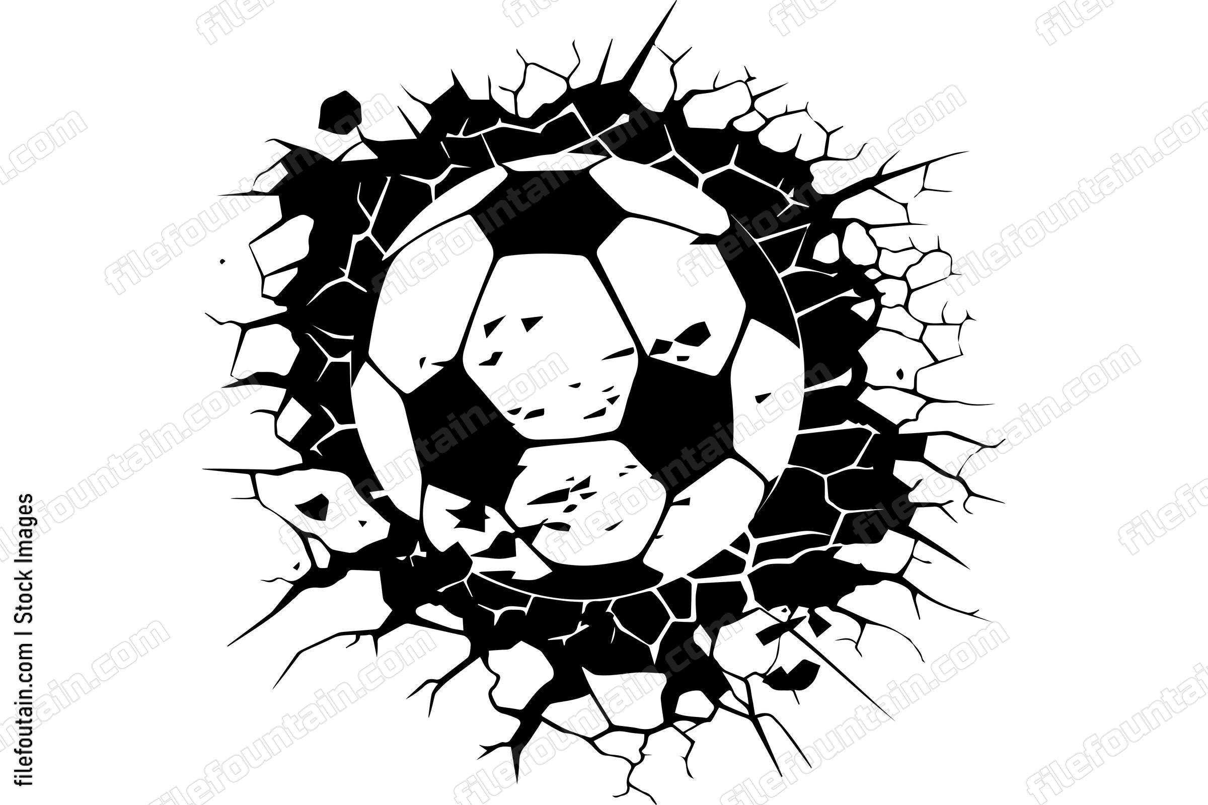 Soccer Ball Breaking Through A Wall