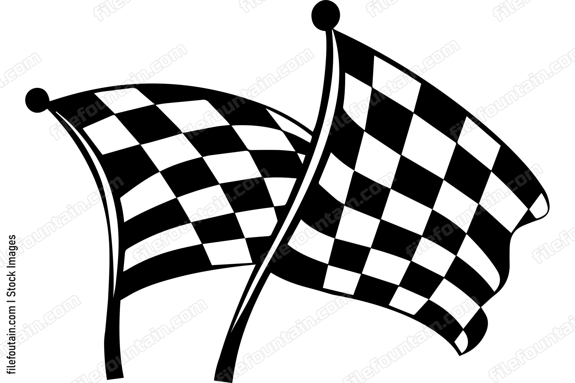 Two Checkered Racing Flags