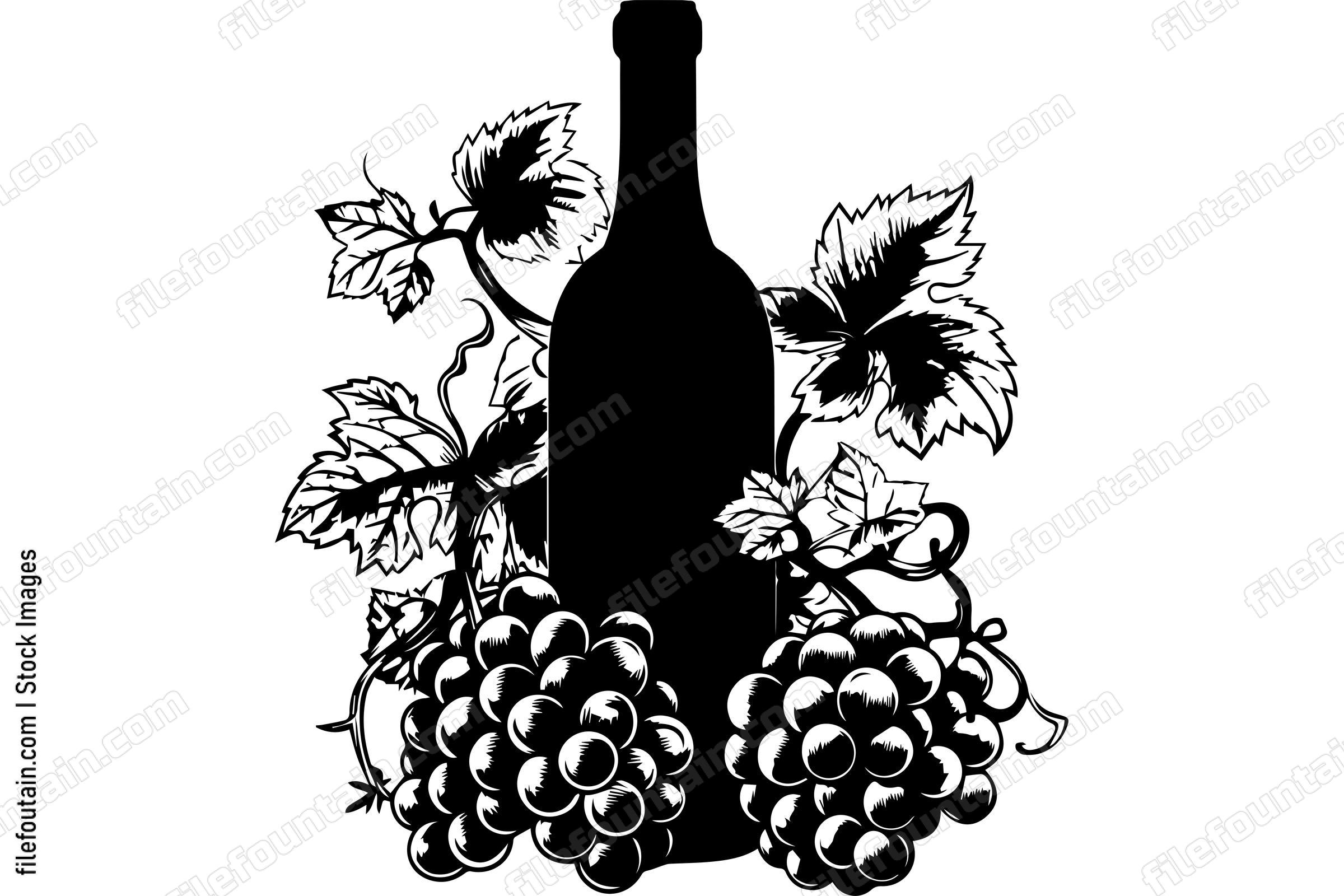 Wine Bottle With Grapes