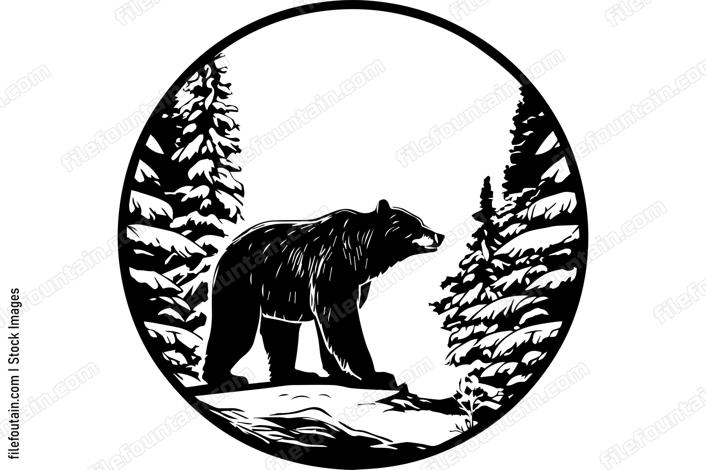 Bear In Snow Covered Forest