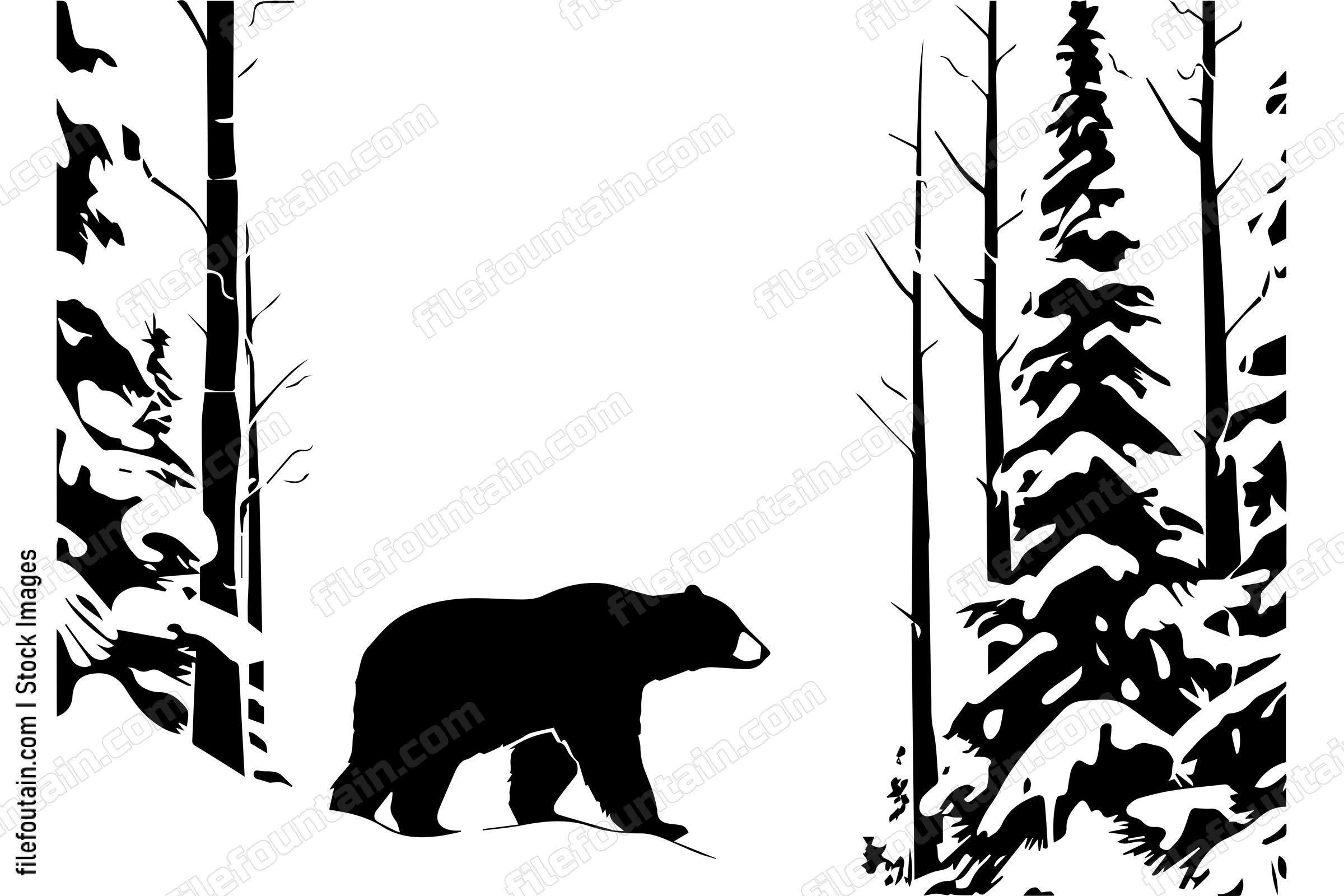 Bear In Snow Covered Forest