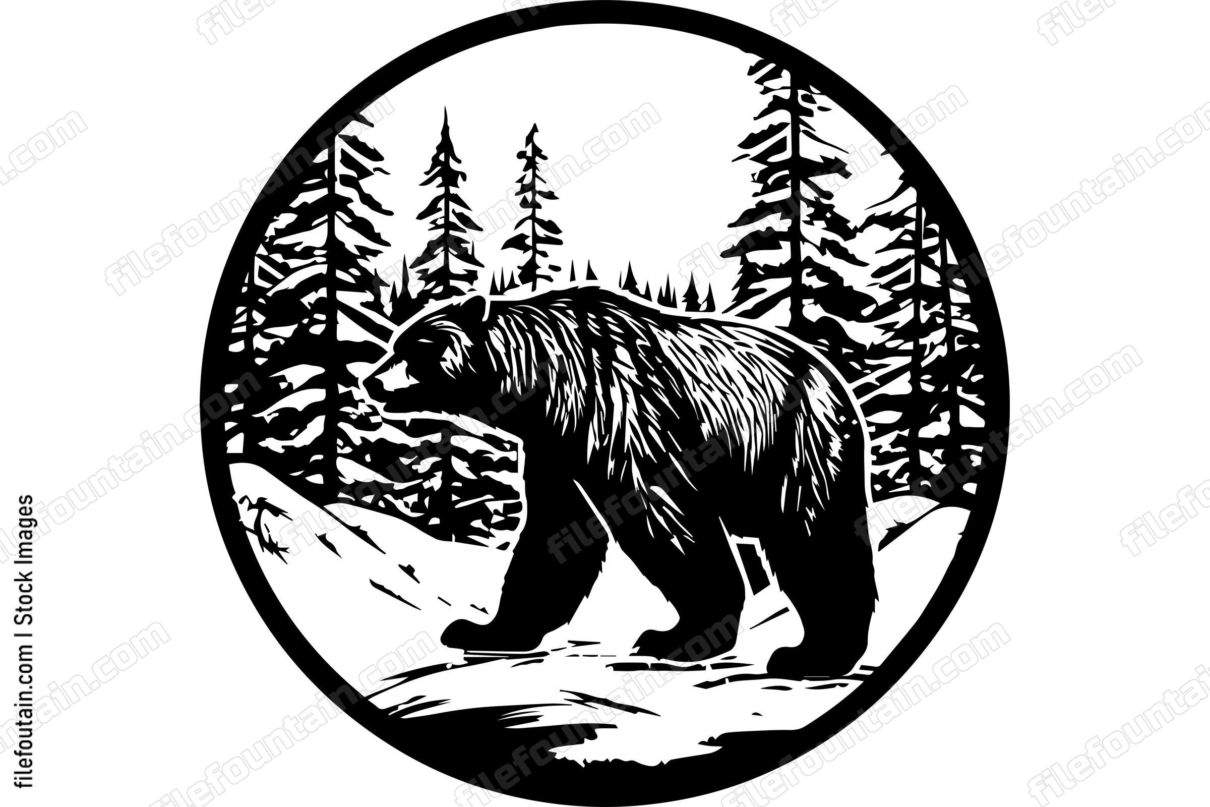Bear In Snow Covered Forest