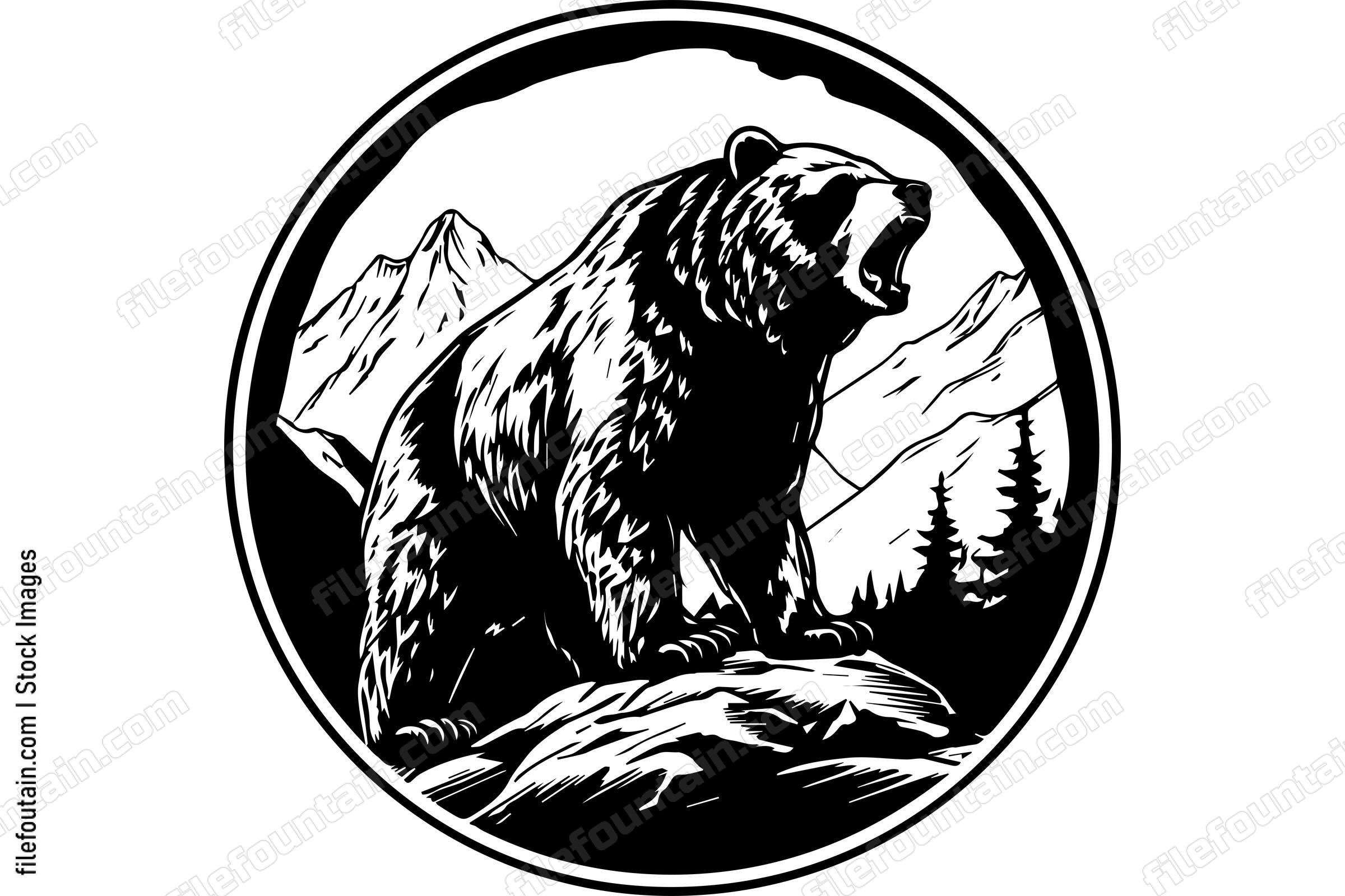 Bear On Snow Mountain Cliff