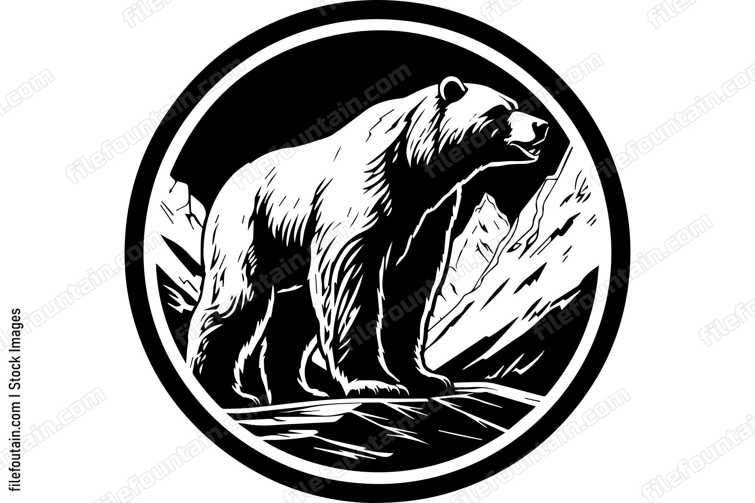 Bear On Snow Mountain Cliff