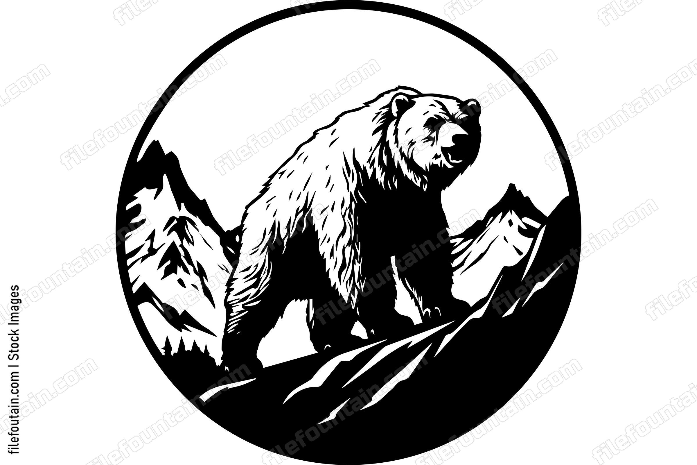 Bear On Snow Mountain Cliff